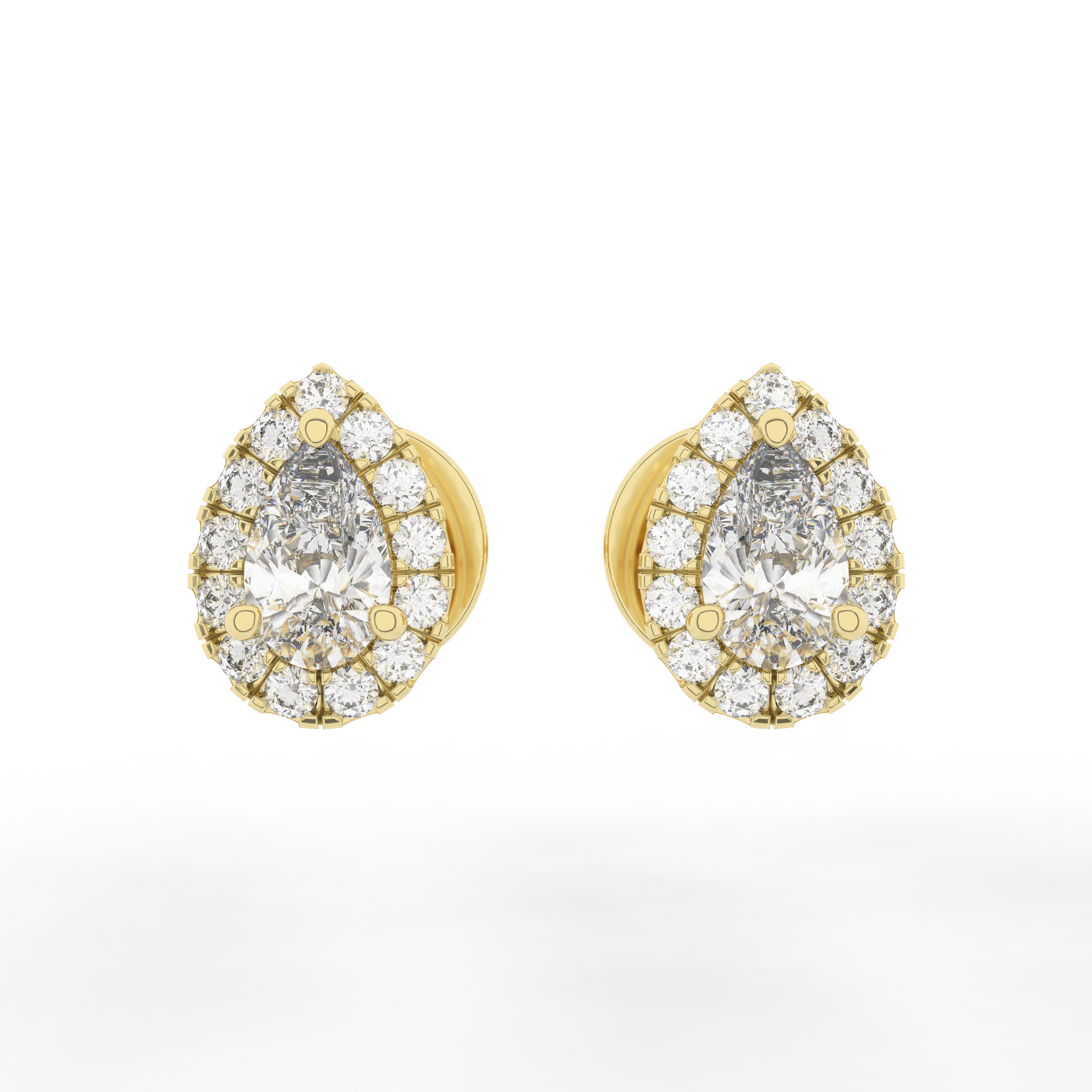 Elix Pear Stud Earring 0.58 Carat Natural Diamond 18 Karat Gold