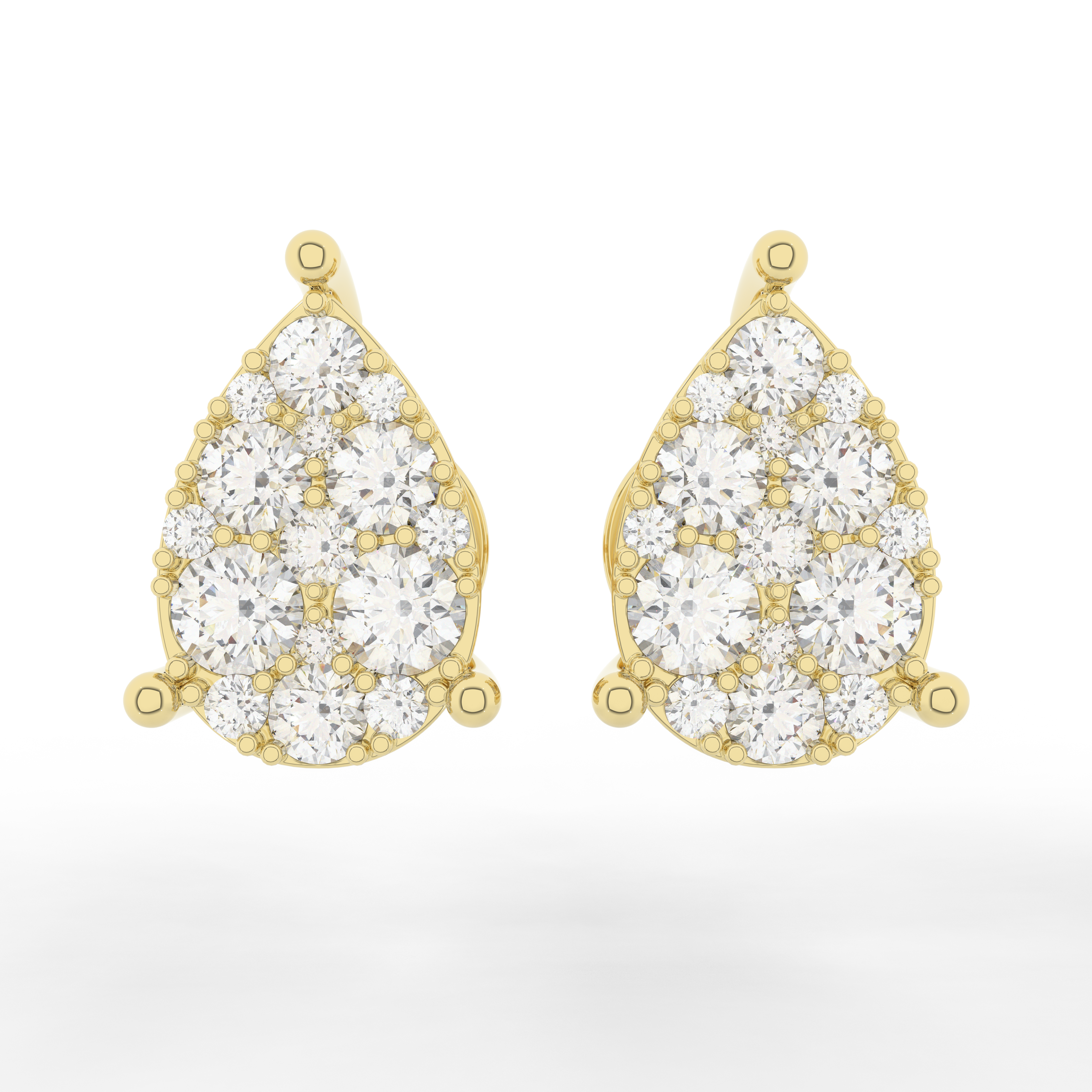 Cove Pear Stud Earrings 0.93 Carat Natural Diamond 18 Karat Gold