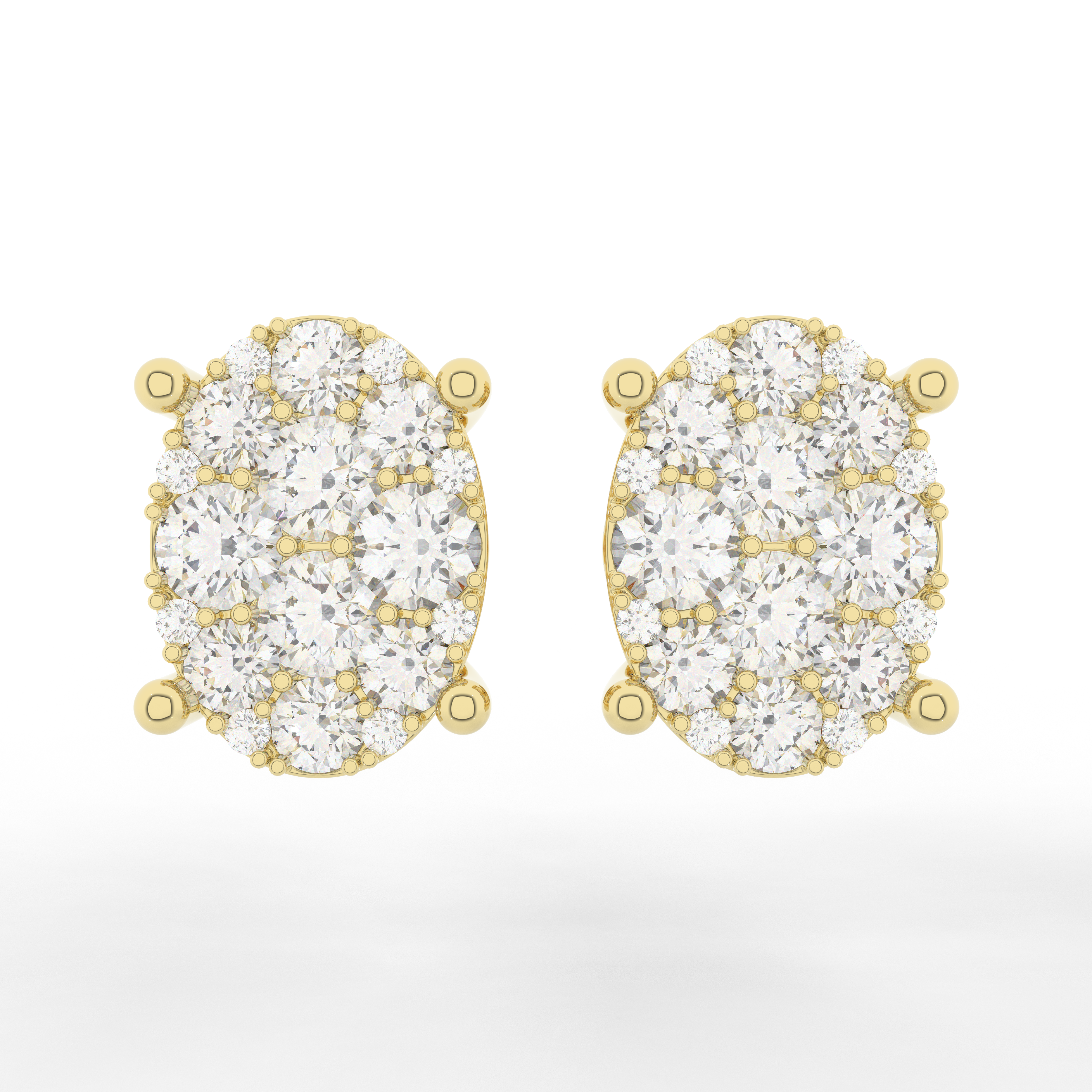 Cove Oval Stud Earrings 1.15 Carat Natural Diamond 18 Karat Gold