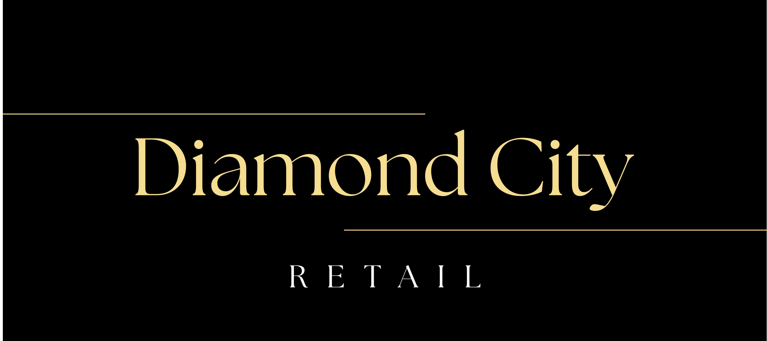 Diamond City Retail logo in gold on a black background