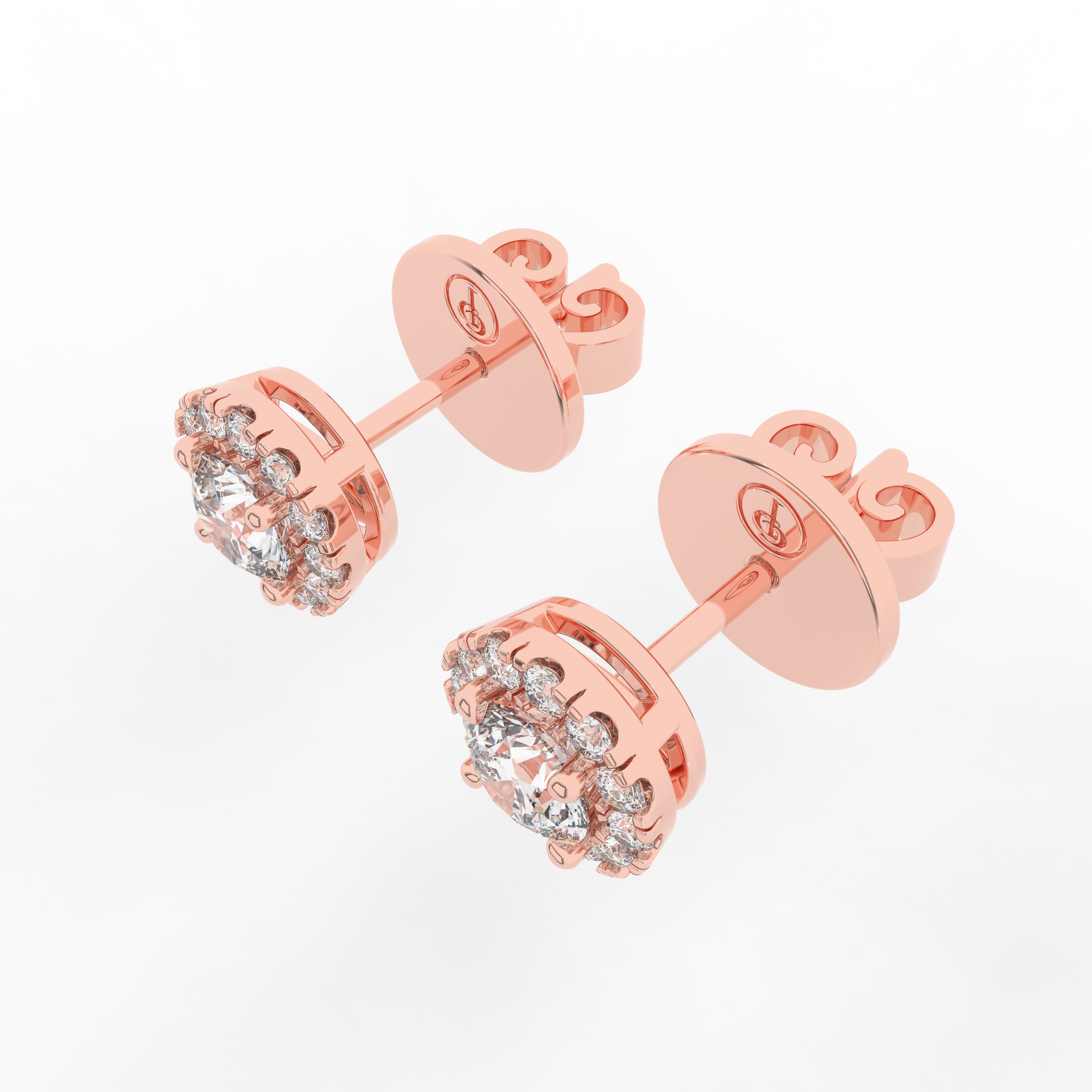 Elix Round Stud Earrings 0.57 Carat Natural Diamond 18 Karat Gold