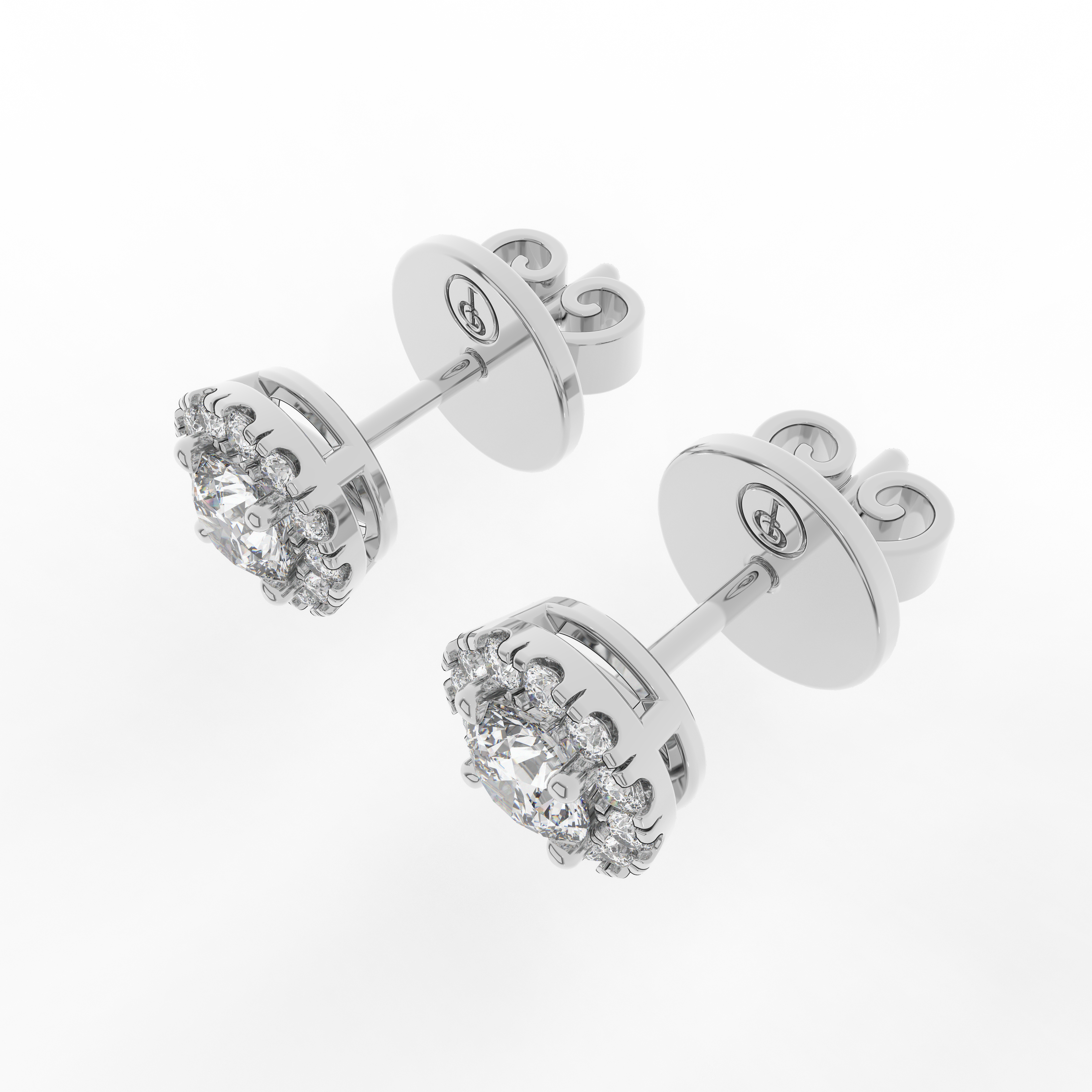 Elix Round Stud Earrings 0.57 Carat Natural Diamond 18 Karat Gold