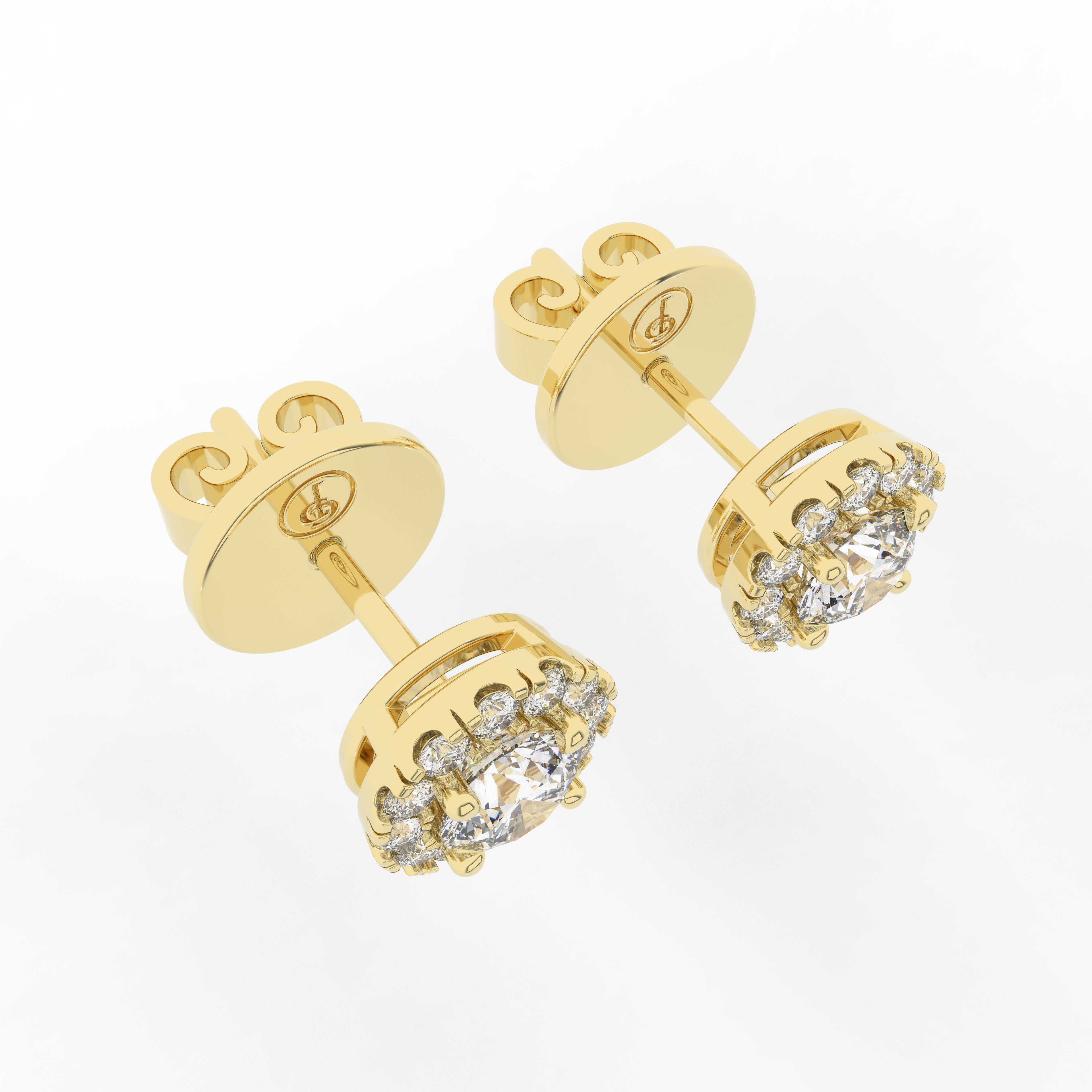 Elix Round Stud Earrings 0.57 Carat Natural Diamond 18 Karat Gold