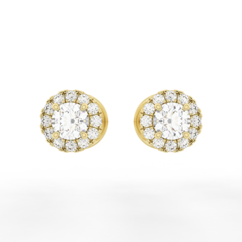 Elix Round Stud Earrings 0.57 Carat Natural Diamond 18 Karat Gold