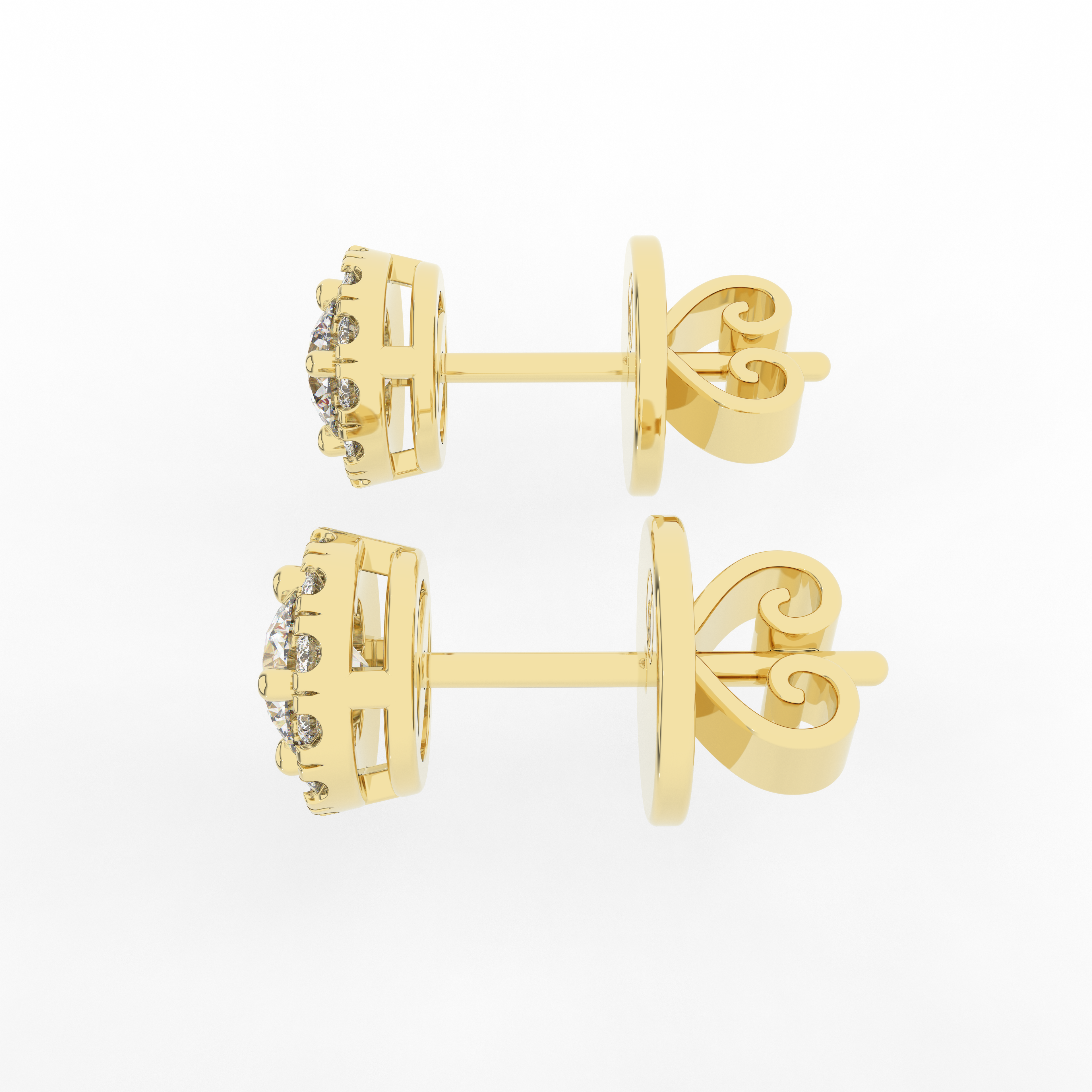 Elix Round Stud Earrings 0.57 Carat Natural Diamond 18 Karat Gold