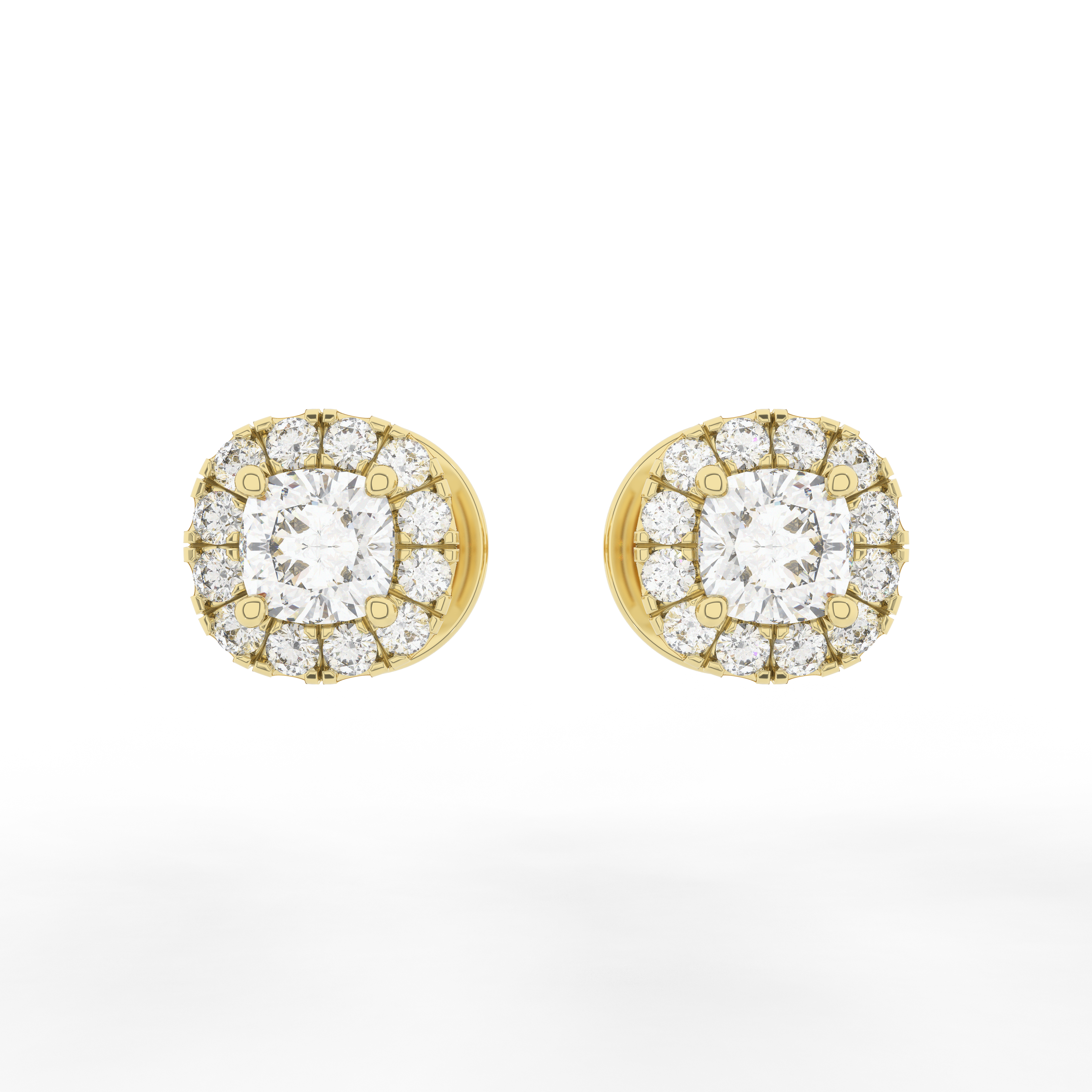 Elix Cushion Stud Earring 0.60 Carat Natural Diamond 18 Karat Gold