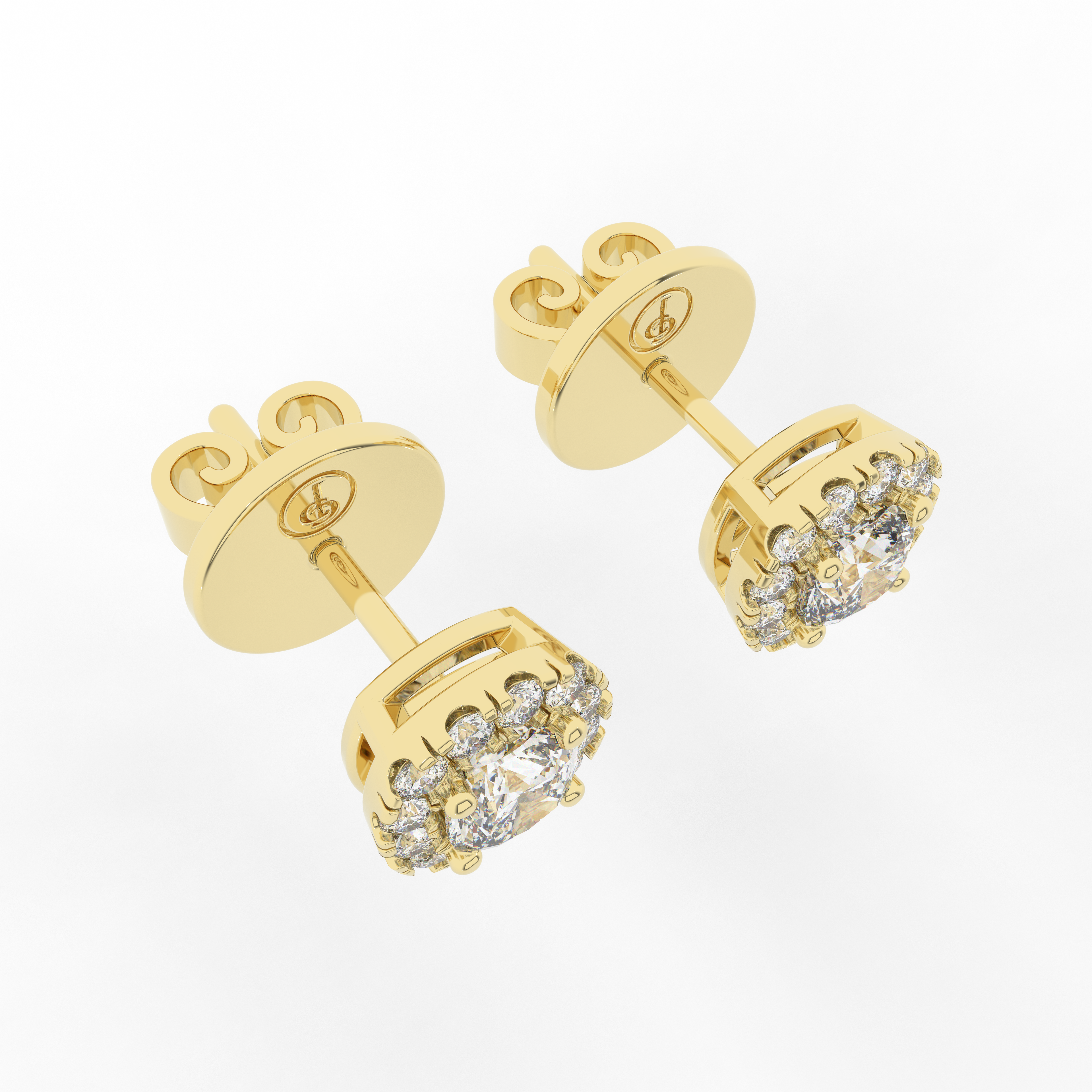 Elix Cushion Stud Earring 0.60 Carat Natural Diamond 18 Karat Gold