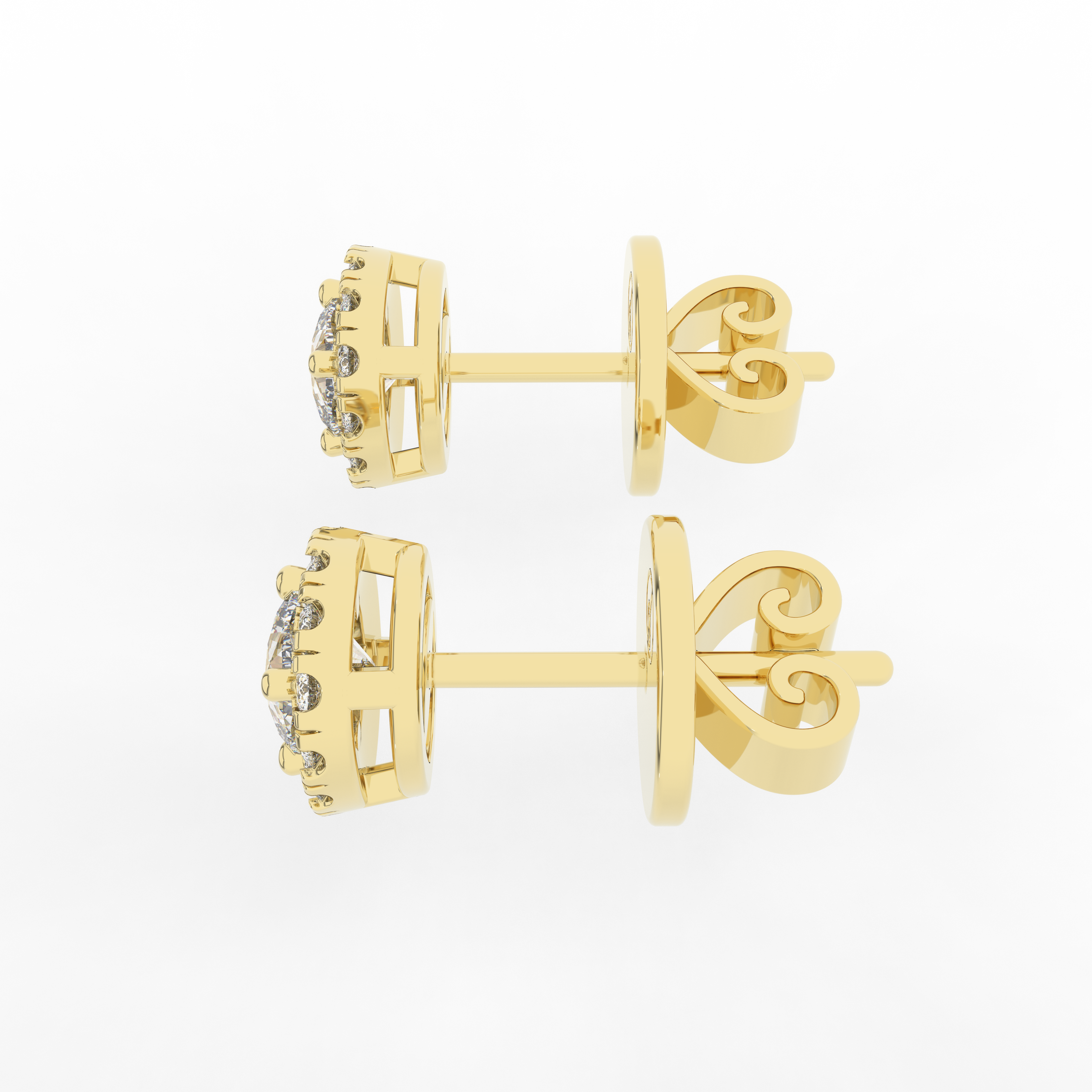 Elix Cushion Stud Earring 0.60 Carat Natural Diamond 18 Karat Gold