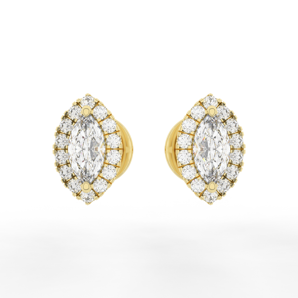 Elix Marquise Stud Earring 0.54 Carat Natural Diamond 18 Karat Gold