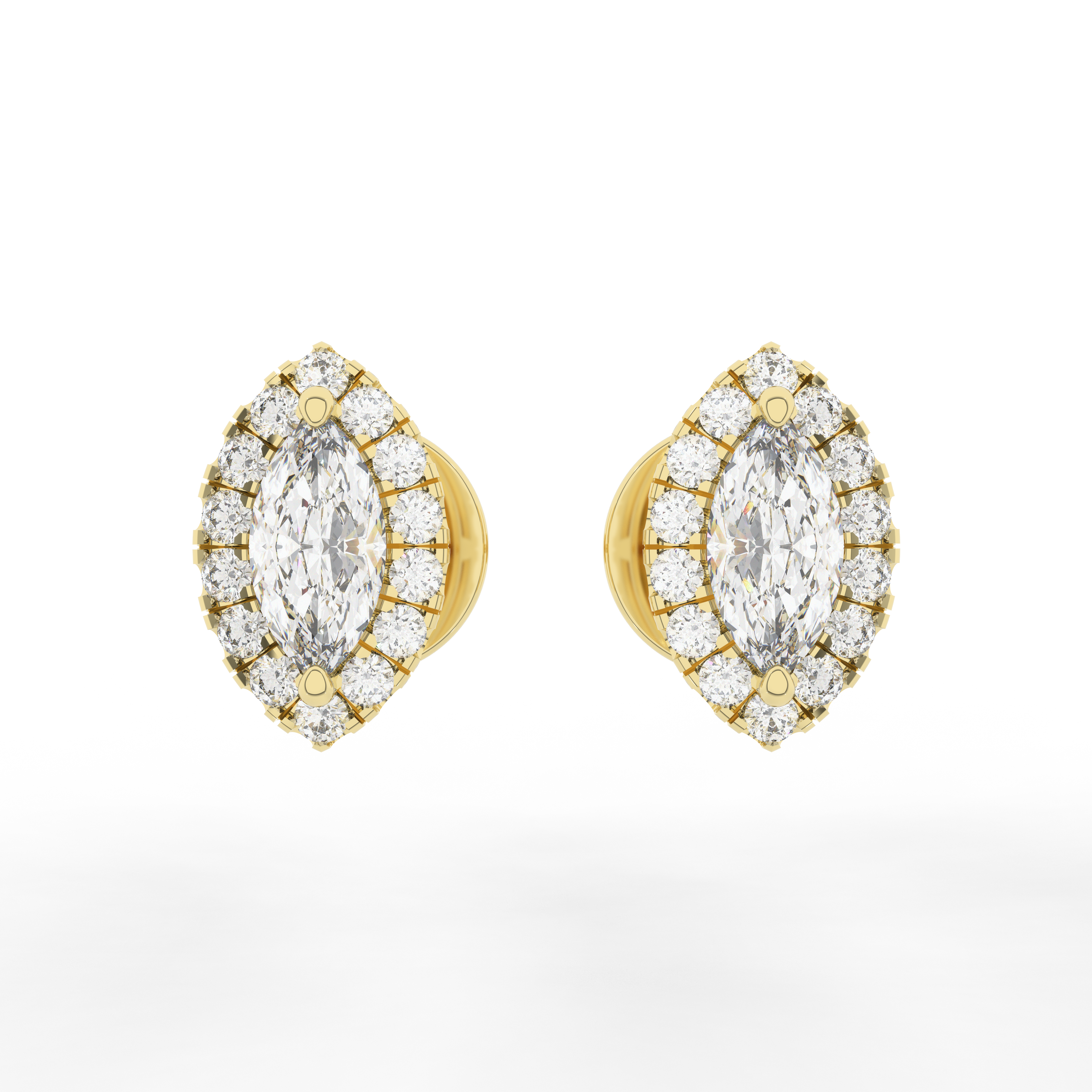 Elix Marquise Stud Earring 0.54 Carat Natural Diamond 18 Karat Gold