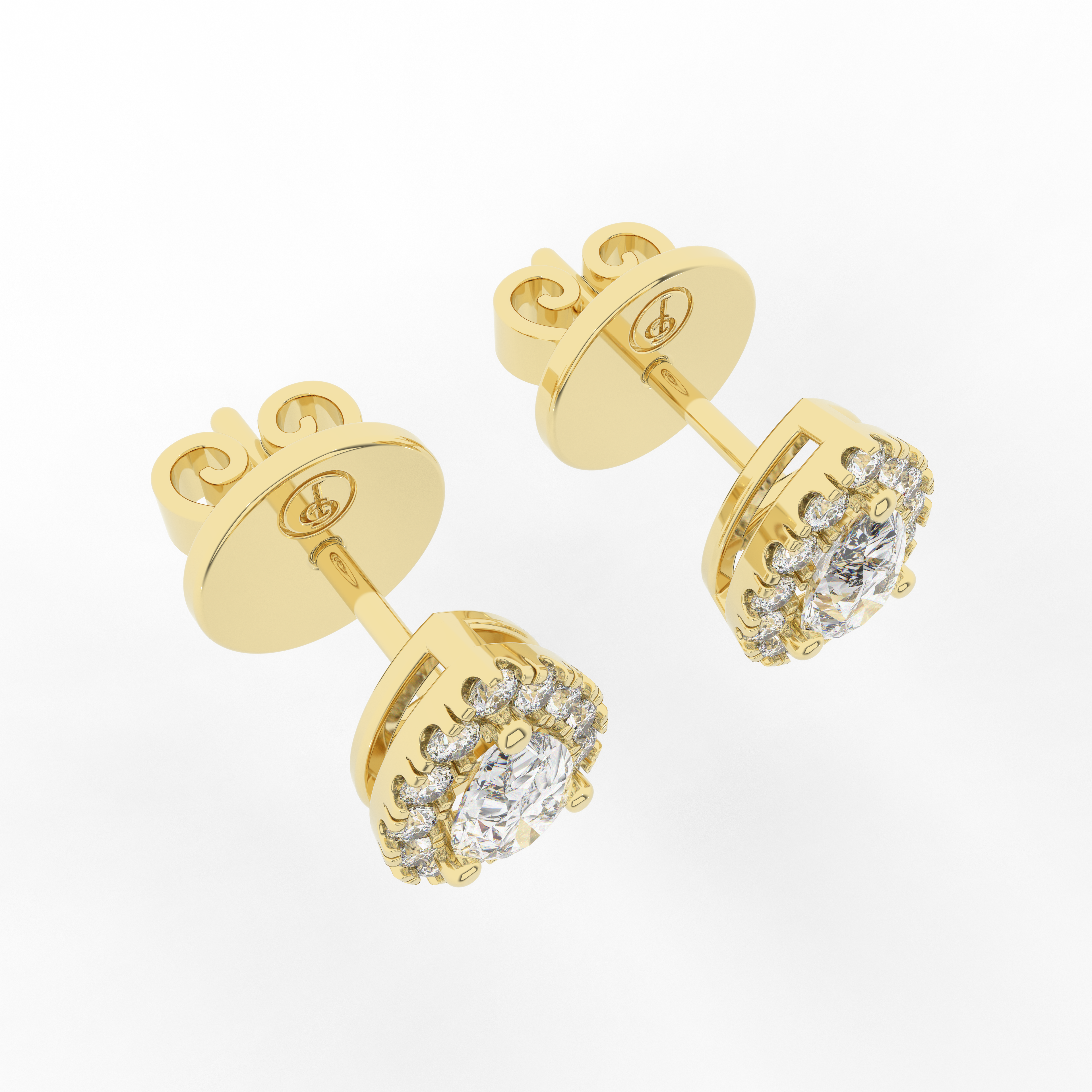 Elix Pear Stud Earring 0.58 Carat Natural Diamond 18 Karat Gold
