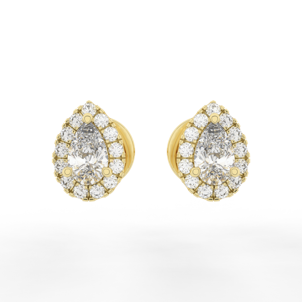 Elix Pear Stud Earring 0.58 Carat Natural Diamond 18 Karat Gold