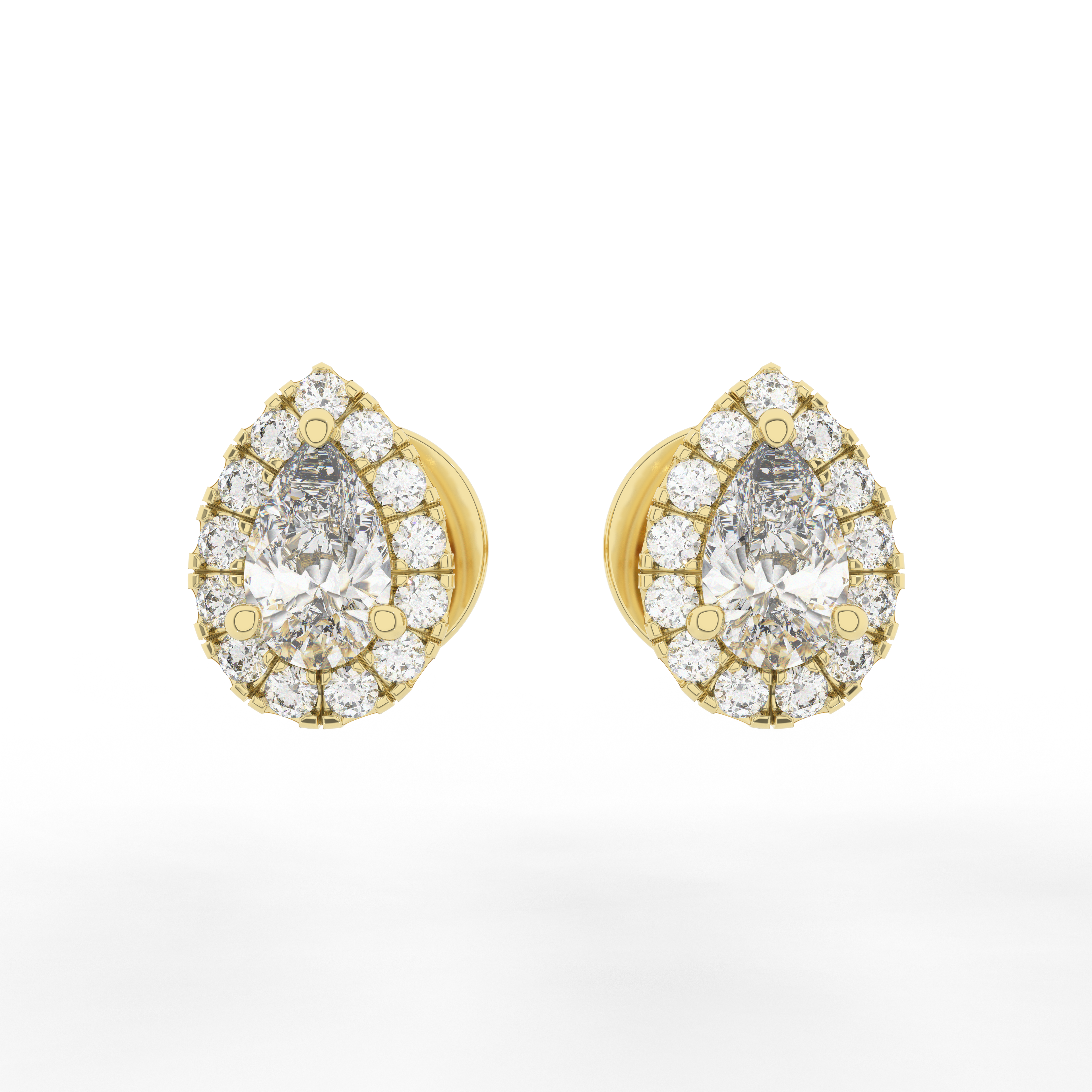 Elix Pear Stud Earring 0.58 Carat Natural Diamond 18 Karat Gold