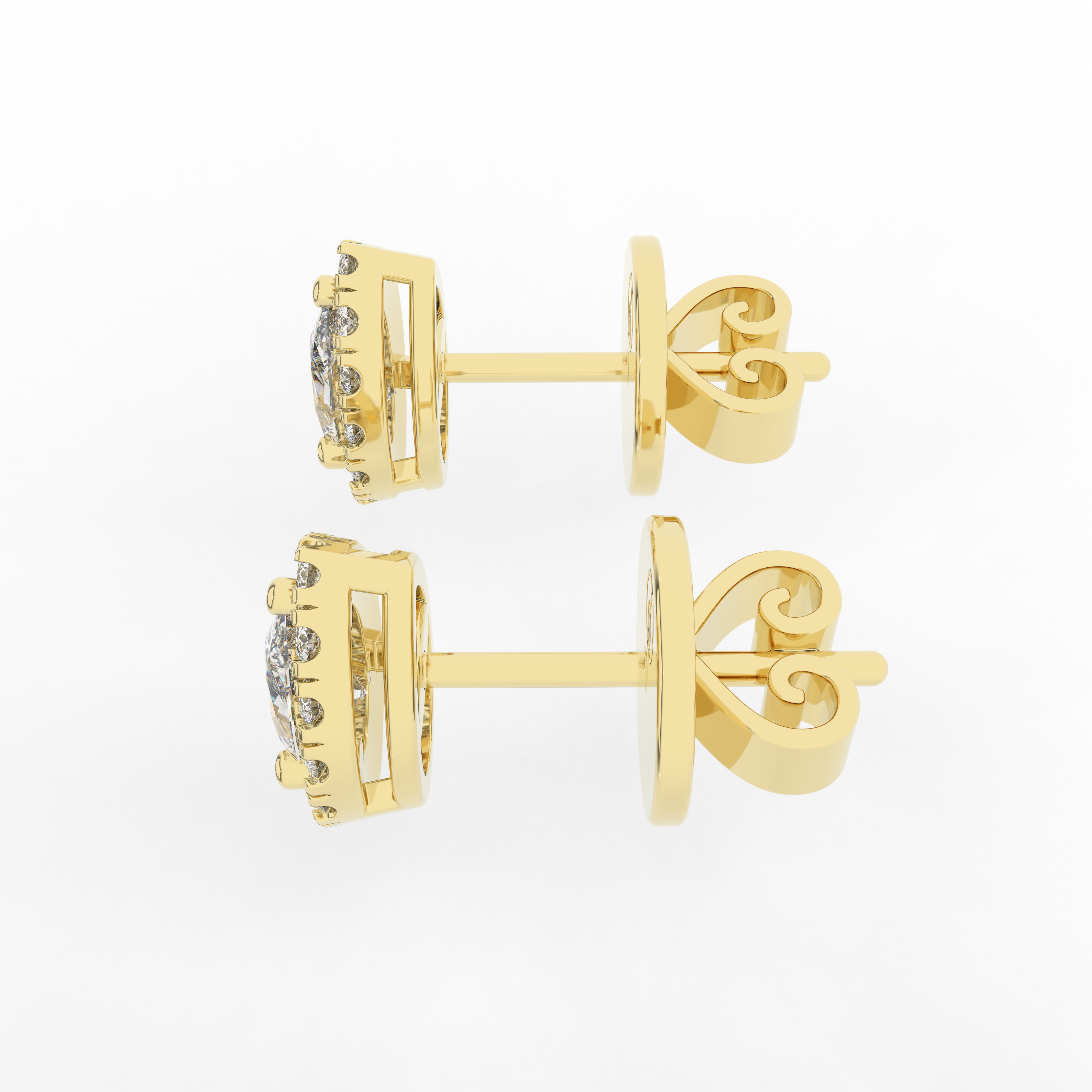 Elix Pear Stud Earring 0.58 Carat Natural Diamond 18 Karat Gold