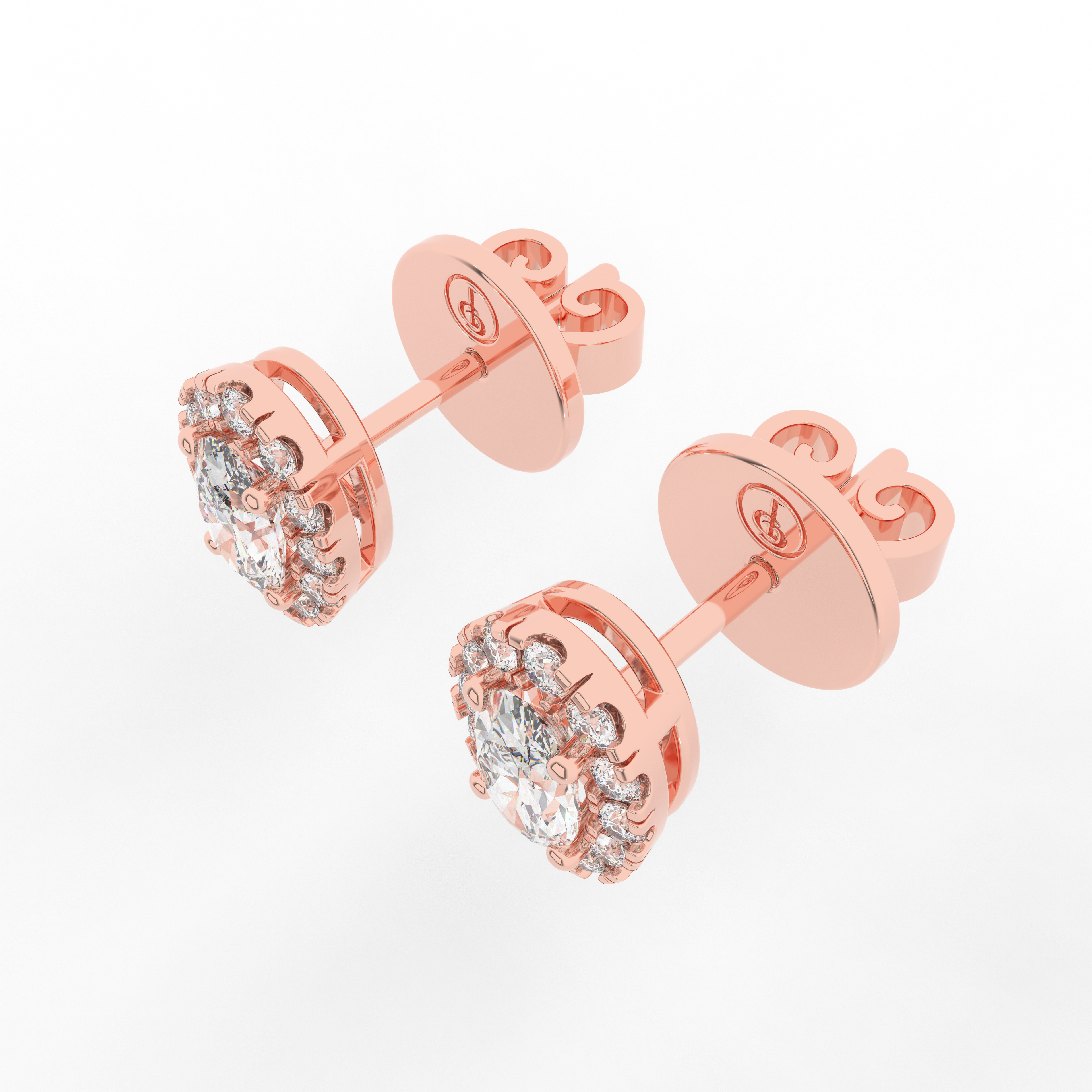 Elix Oval Stud Earring 0.57 Carat Natural Diamond 18 Karat Gold