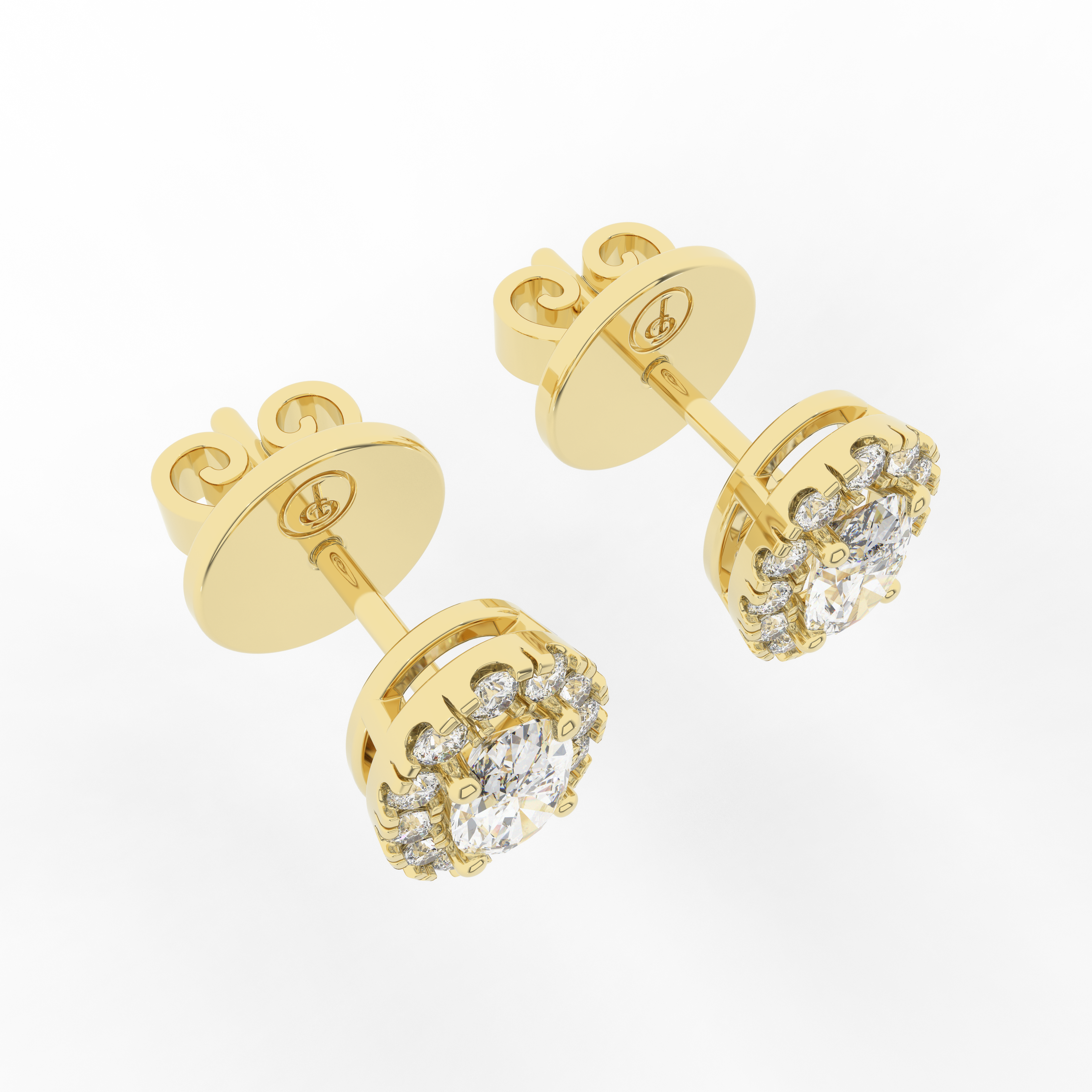Elix Oval Stud Earring 0.57 Carat Natural Diamond 18 Karat Gold