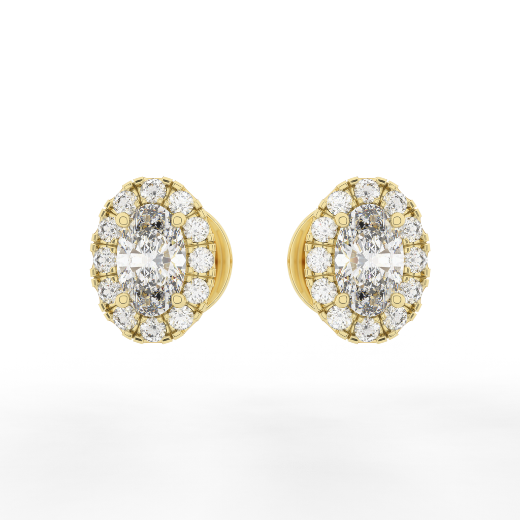 Elix Oval Stud Earring 0.57 Carat Natural Diamond 18 Karat Gold