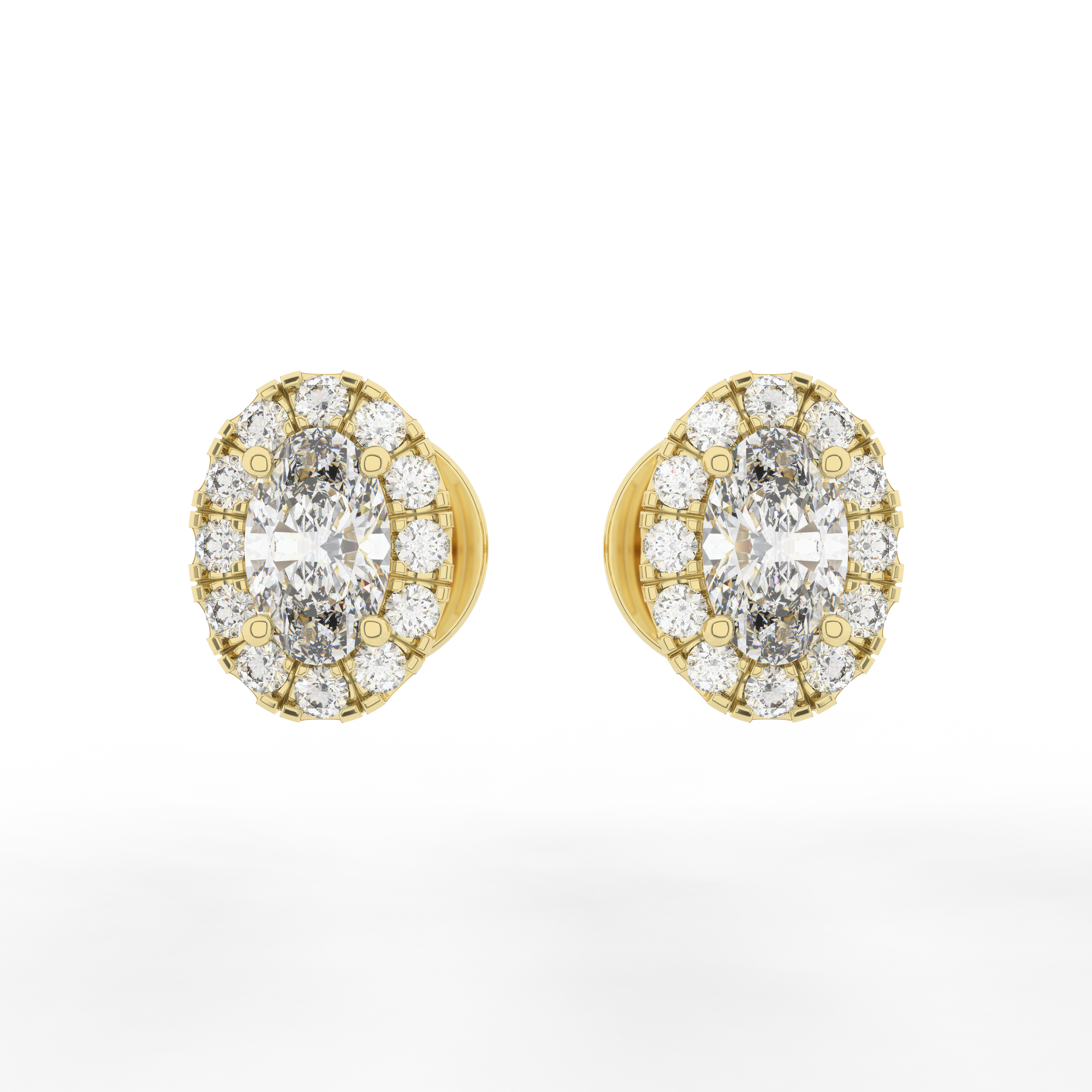 Elix Oval Stud Earring 0.57 Carat Natural Diamond 18 Karat Gold