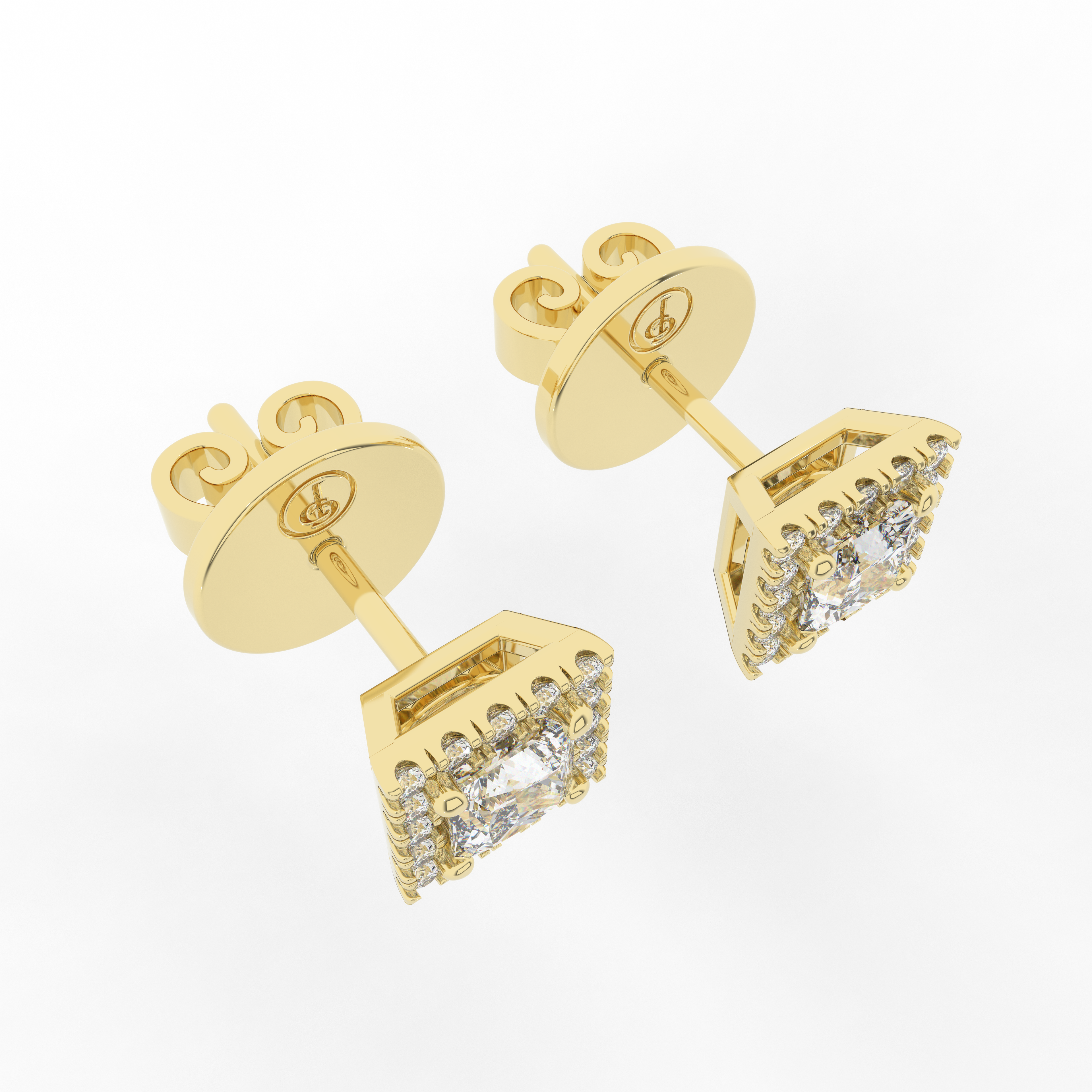 Elix Square Stud Earring 0.55 Carat Natural Diamond 18 Karat Gold