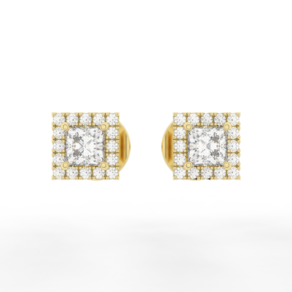 Elix Square Stud Earring 0.55 Carat Natural Diamond 18 Karat Gold