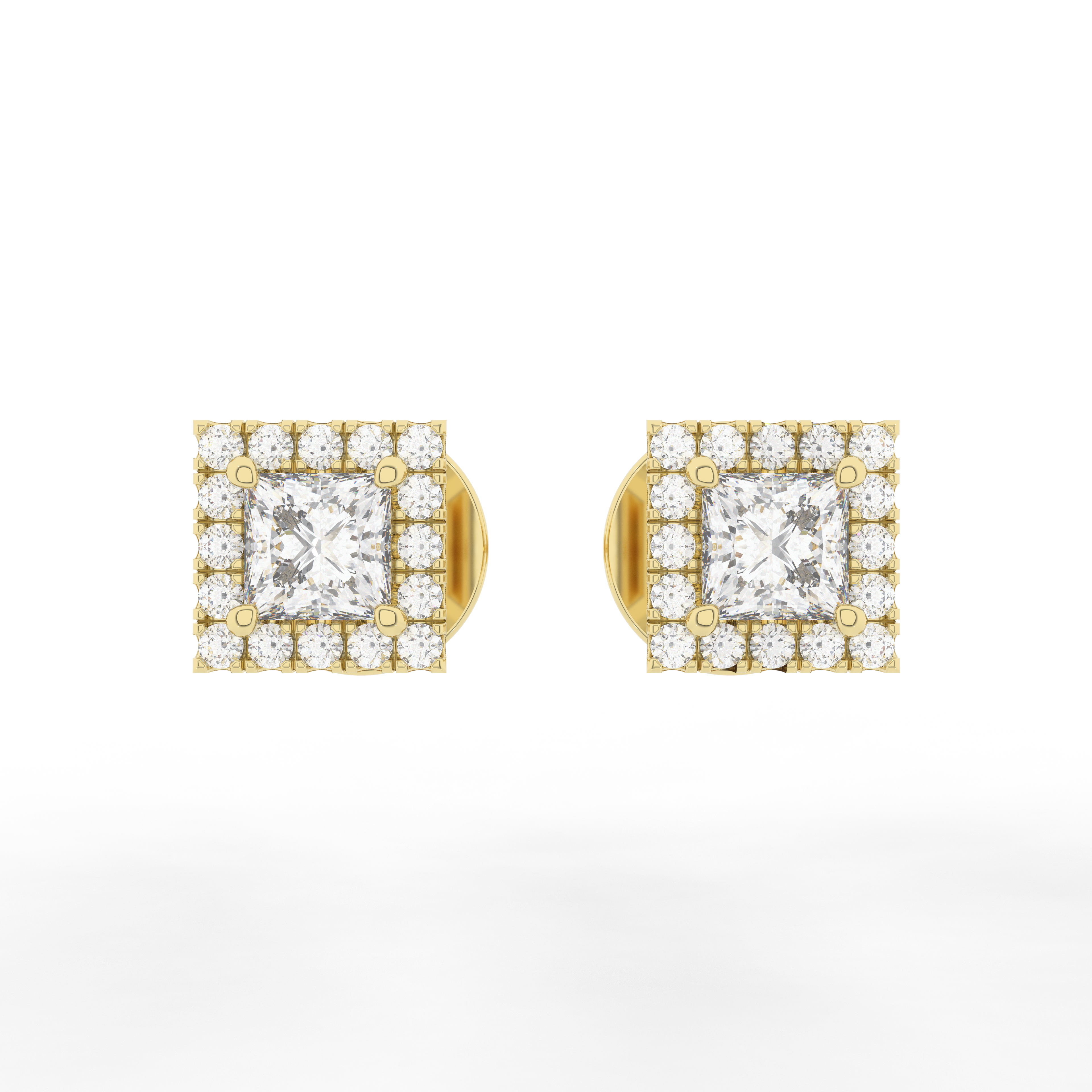Elix Square Stud Earring 0.55 Carat Natural Diamond 18 Karat Gold