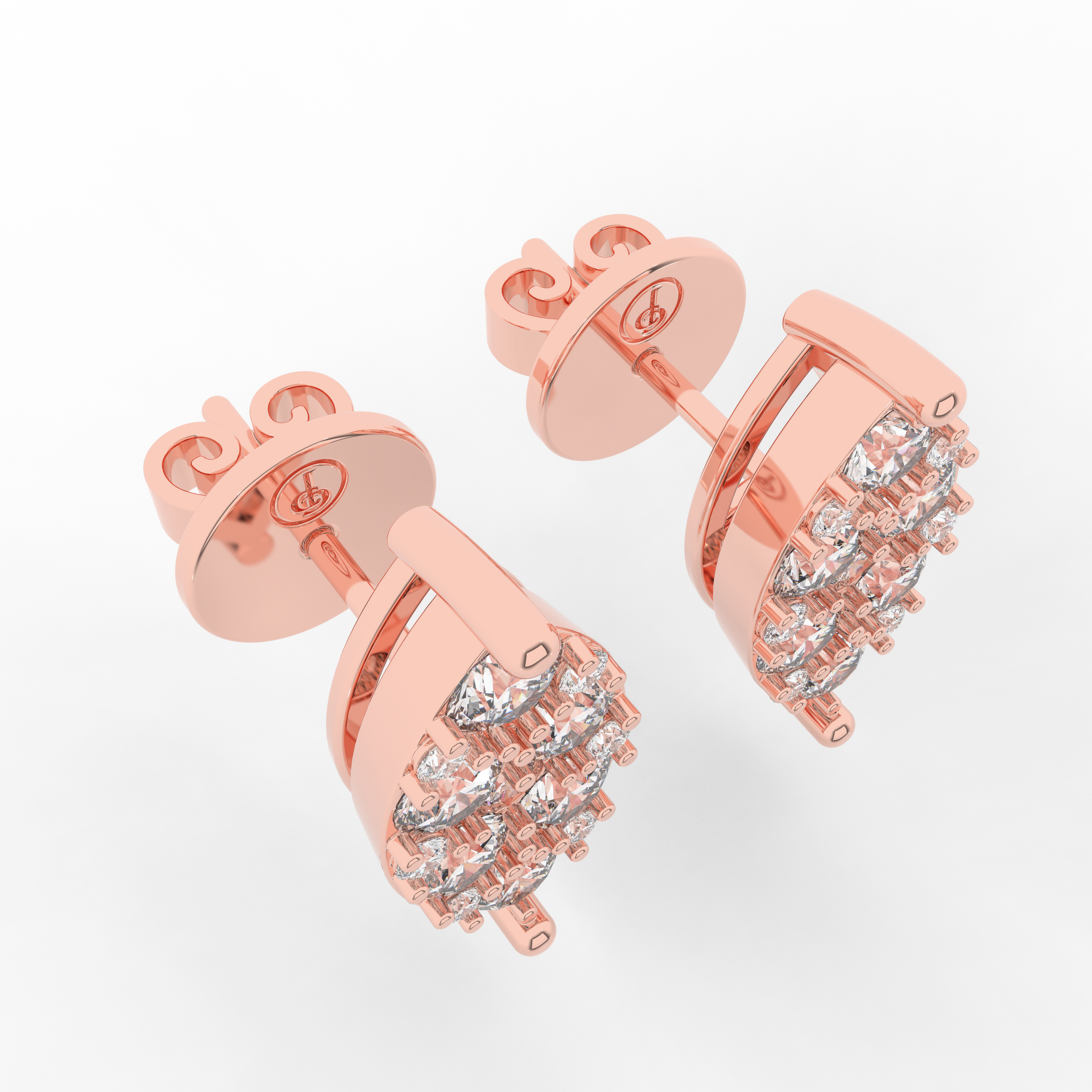 Cove Marquise Stud Earrings 1.01 Carats Natural Diamond 18 Karat Gold