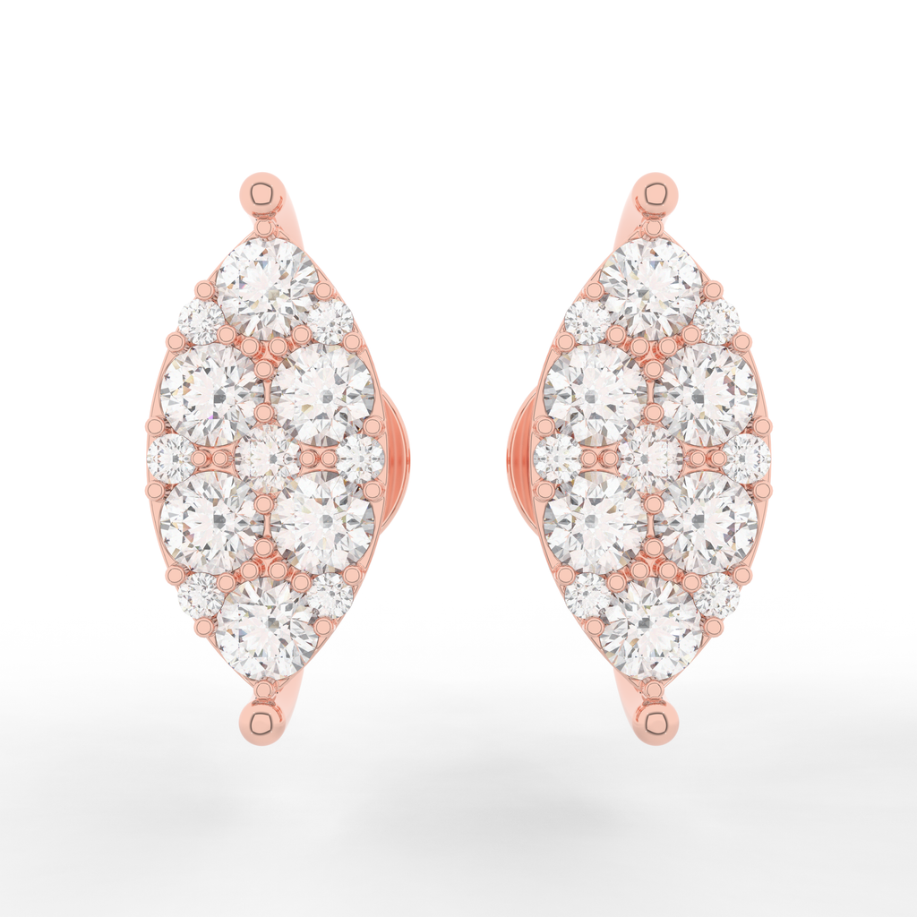 Cove Marquise Stud Earrings 1.01 Carats Natural Diamond 18 Karat Gold