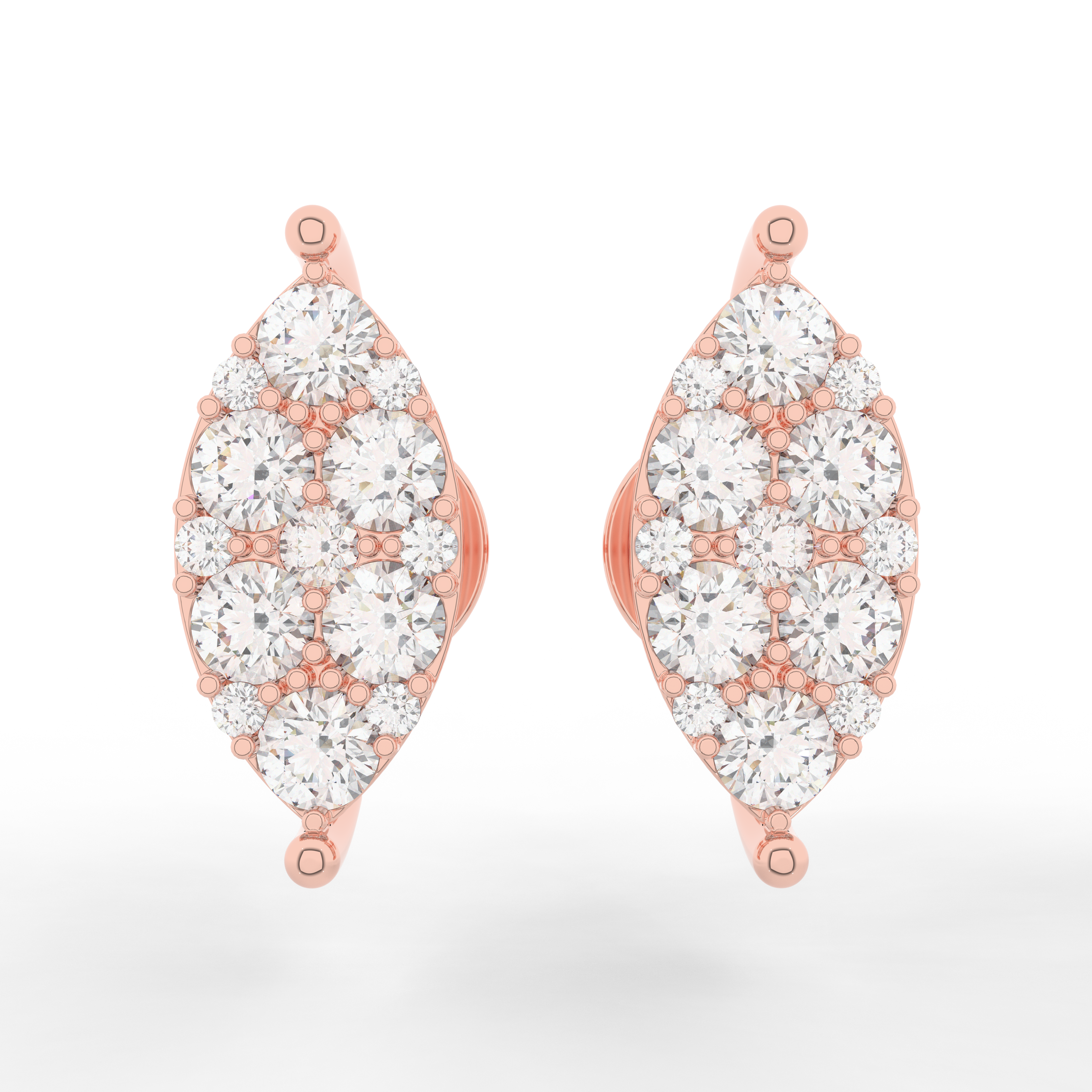 Cove Marquise Stud Earrings 1.01 Carats Natural Diamond 18 Karat Gold