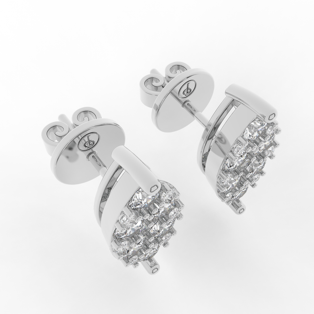 Cove Marquise Stud Earrings 1.01 Carats Natural Diamond 18 Karat Gold