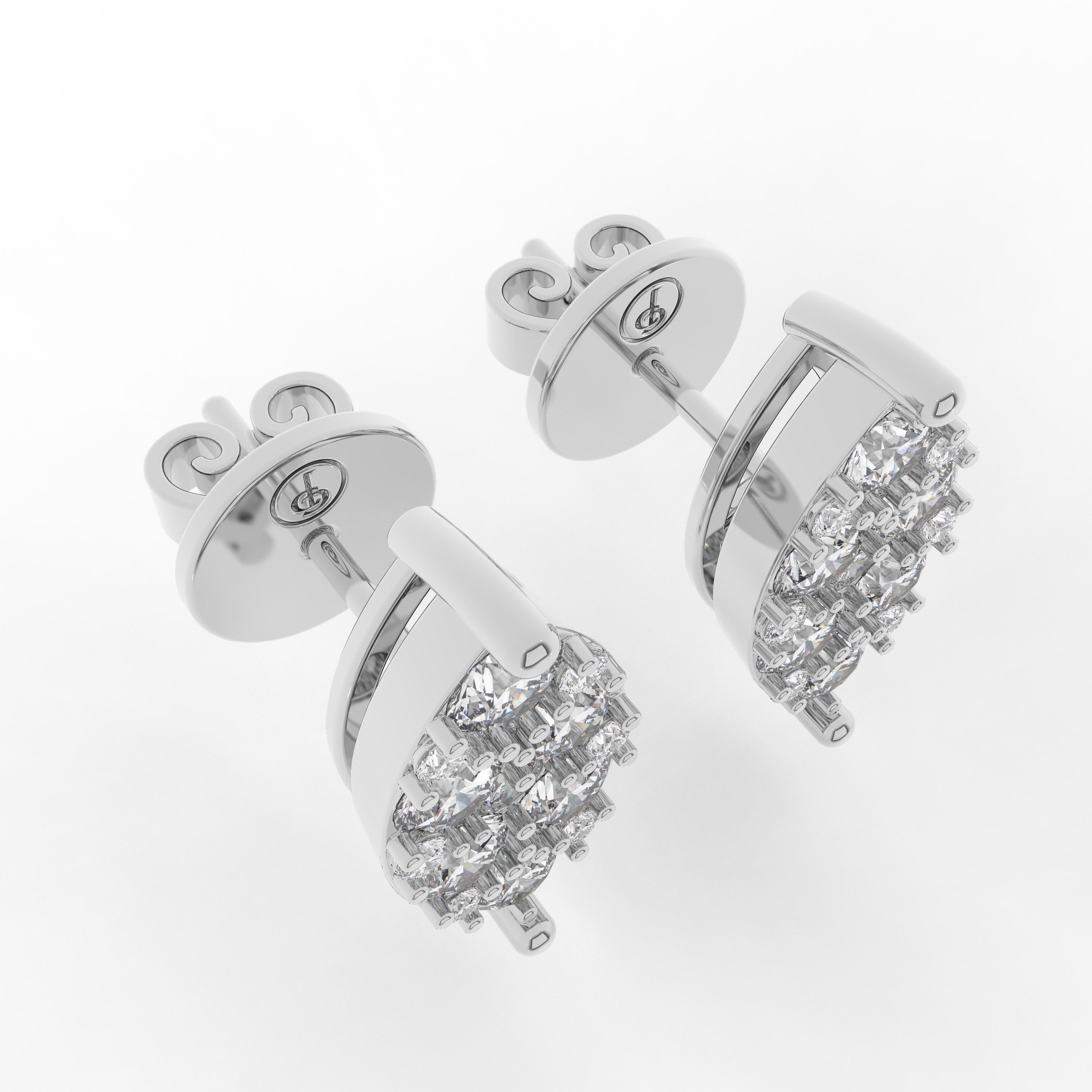 Cove Marquise Stud Earrings 1.01 Carats Natural Diamond 18 Karat Gold