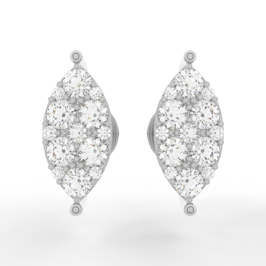 Cove Marquise Stud Earrings 1.01 Carats Natural Diamond 18 Karat Gold