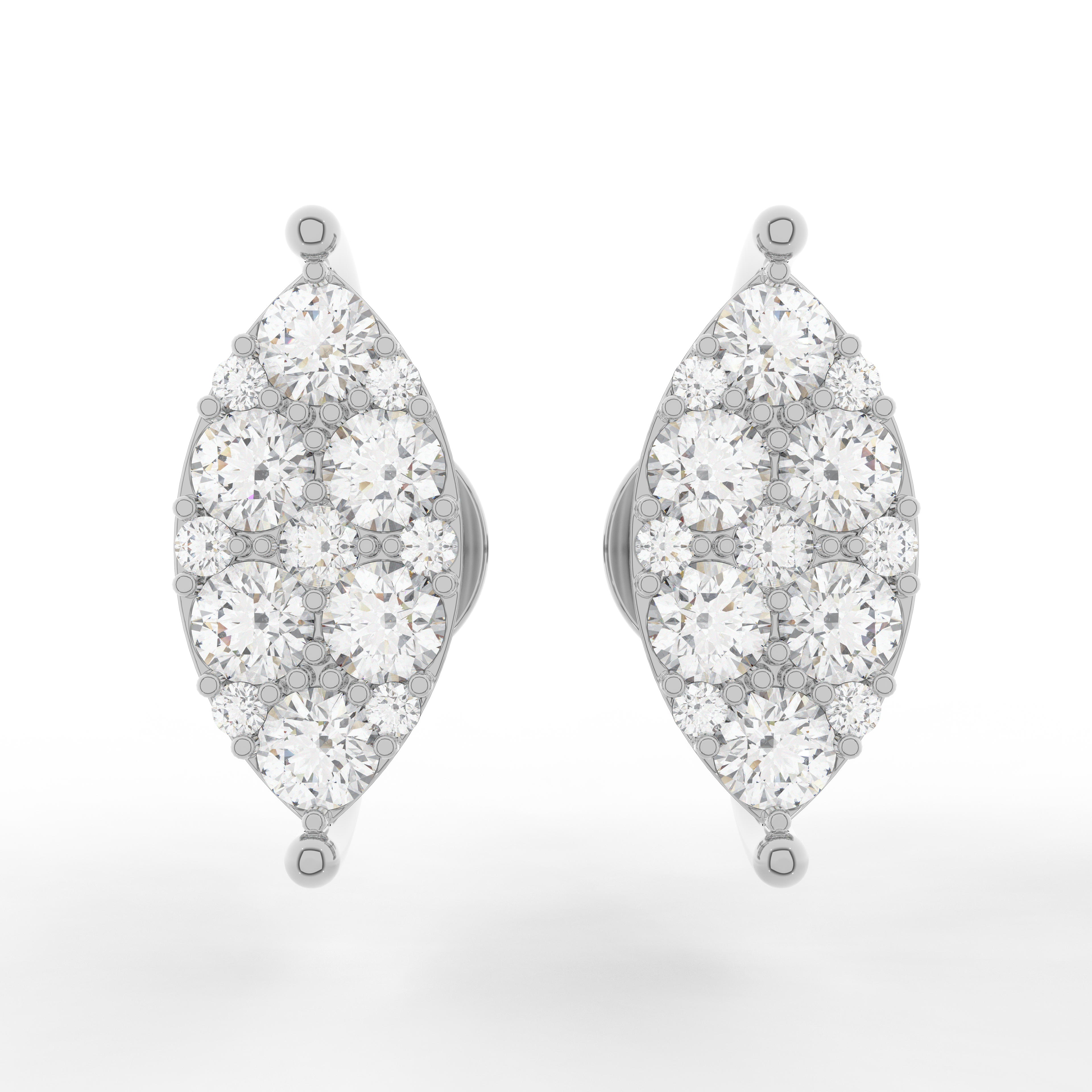 Cove Marquise Stud Earrings 1.01 Carats Natural Diamond 18 Karat Gold
