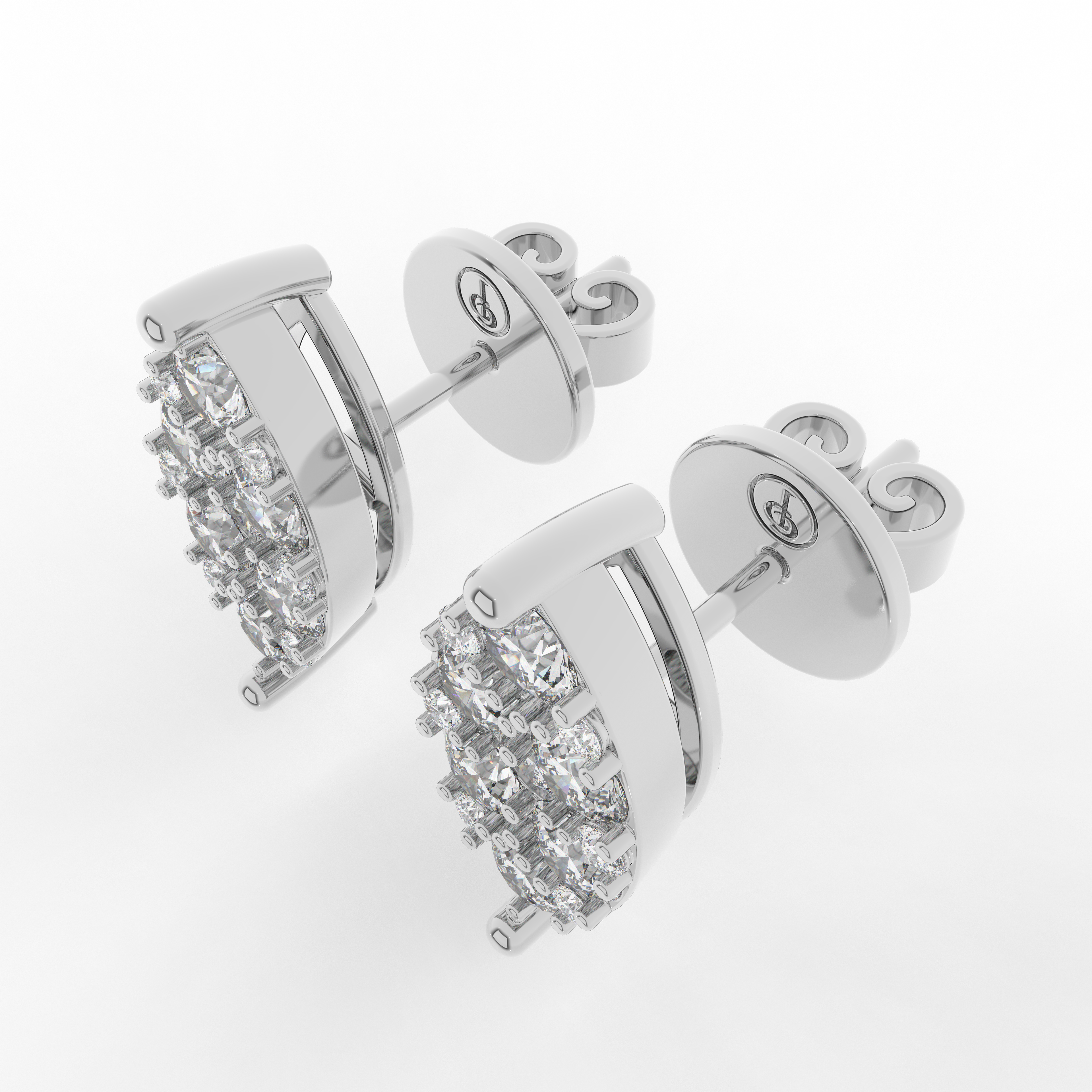 Cove Marquise Stud Earrings 1.01 Carats Natural Diamond 18 Karat Gold