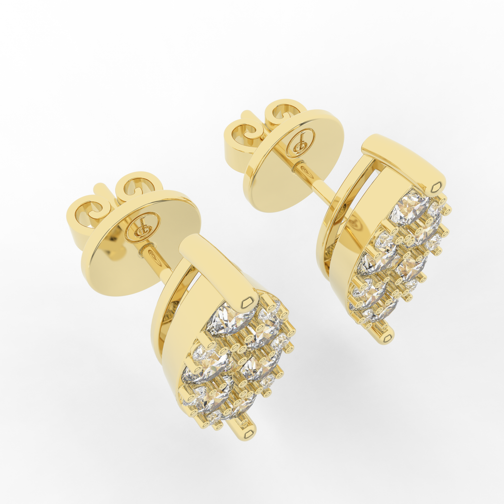 Cove Marquise Stud Earrings 1.01 Carats Natural Diamond 18 Karat Gold