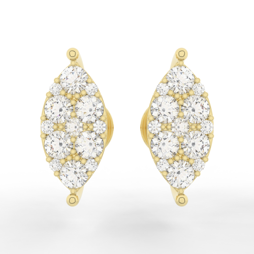 Cove Marquise Stud Earrings 1.01 Carats Natural Diamond 18 Karat Gold