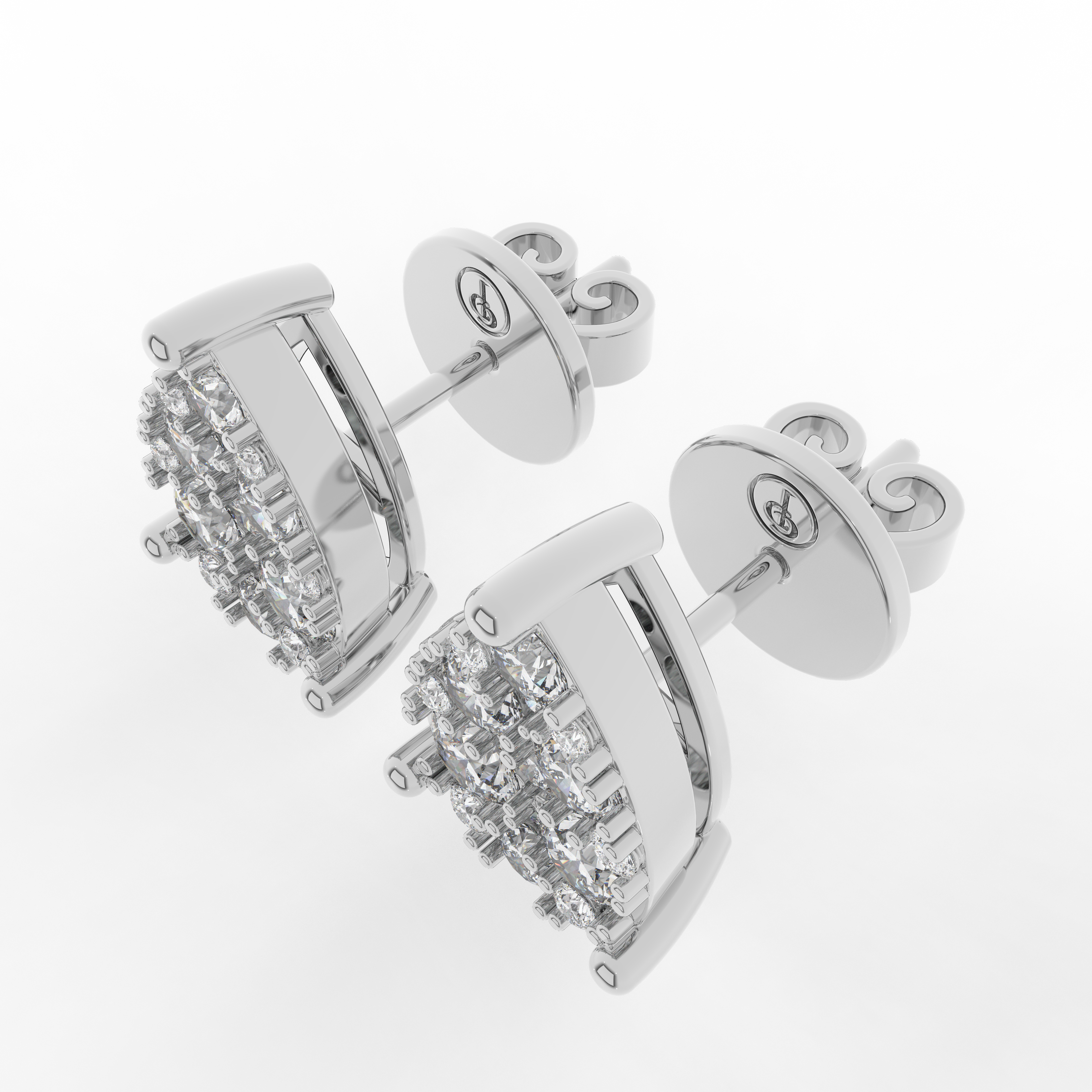 Cove Pear Stud Earrings 0.93 Carat Natural Diamond 18 Karat Gold