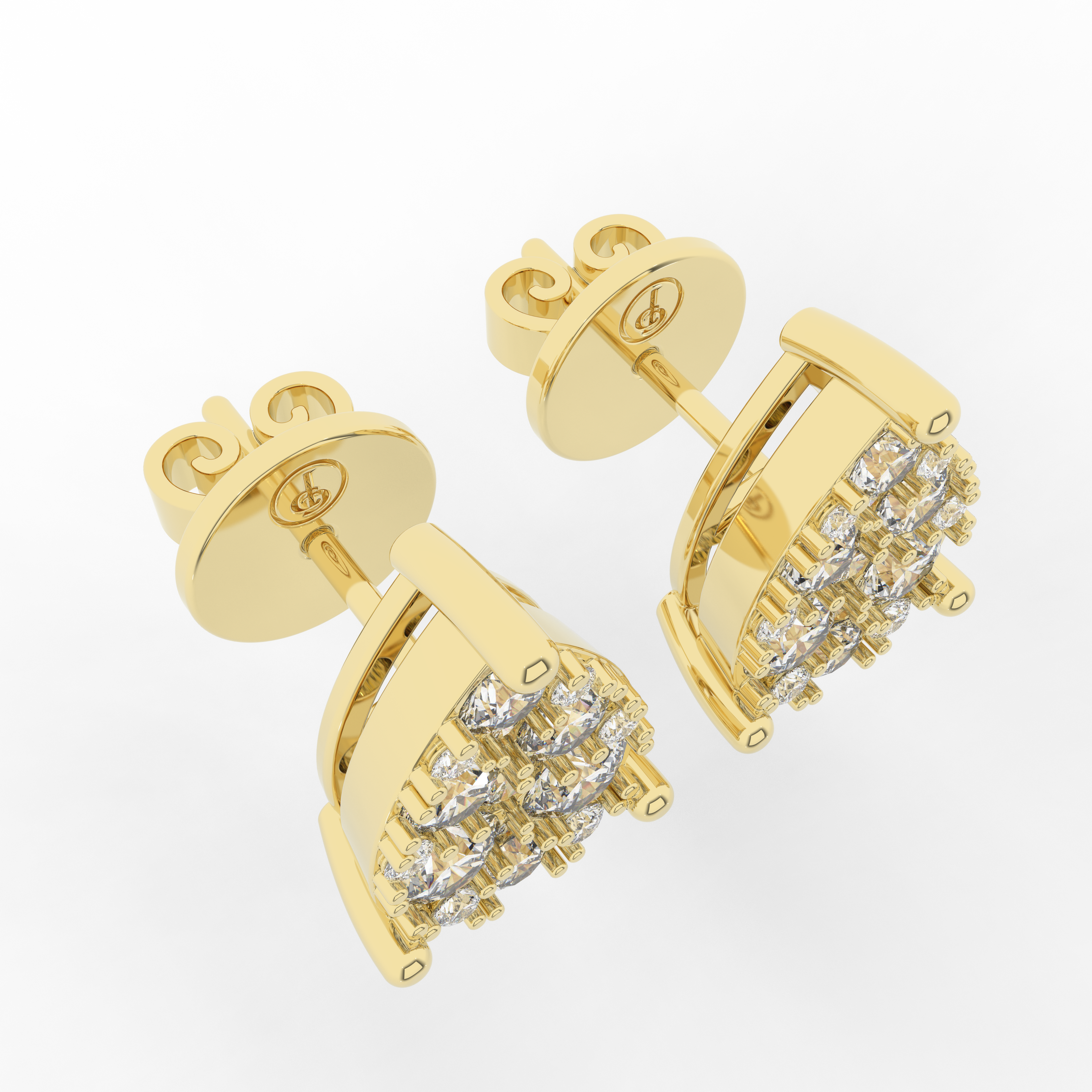 Cove Pear Stud Earrings 0.93 Carat Natural Diamond 18 Karat Gold