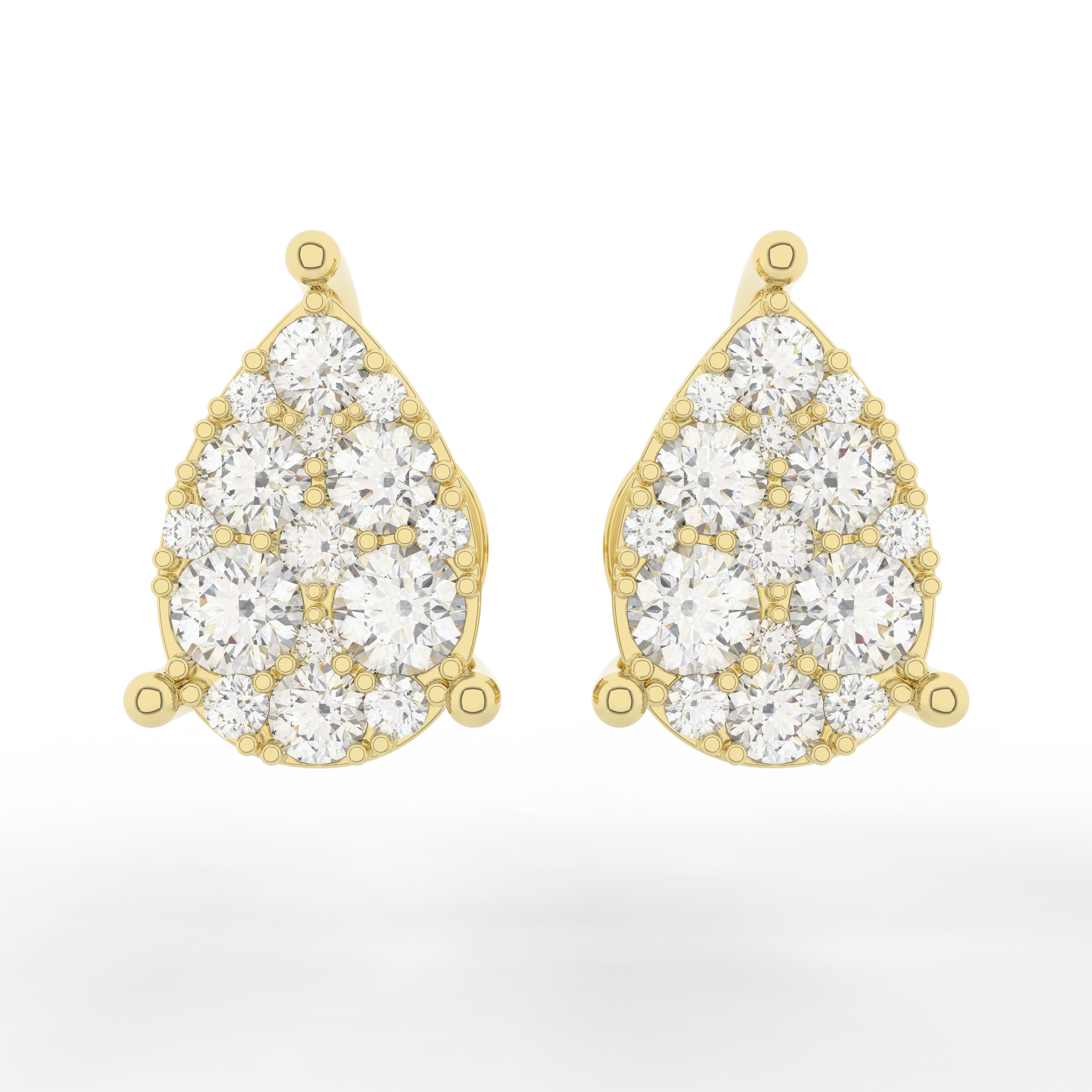 Cove Pear Stud Earrings 0.93 Carat Natural Diamond 18 Karat Gold