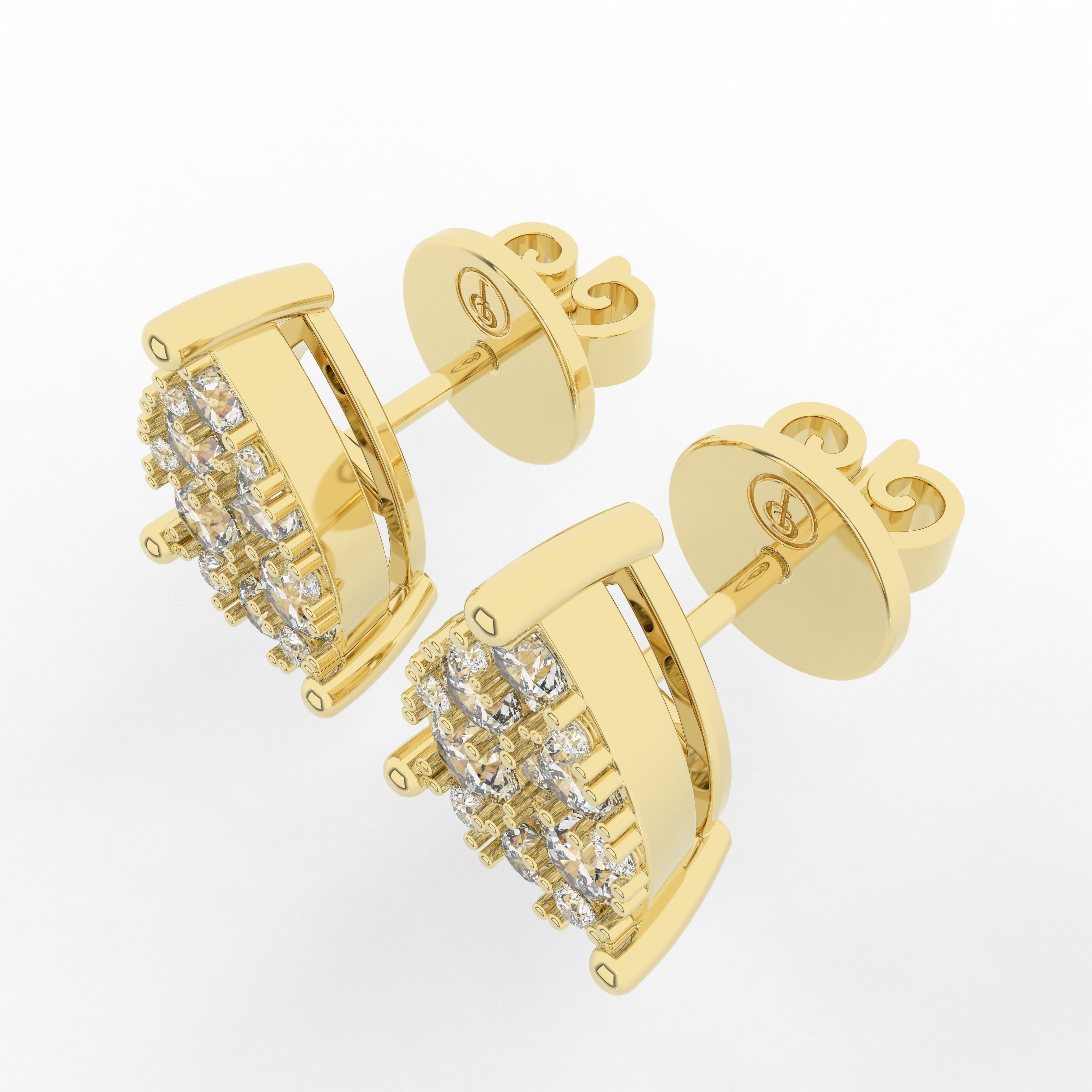 Cove Pear Stud Earrings 0.93 Carat Natural Diamond 18 Karat Gold