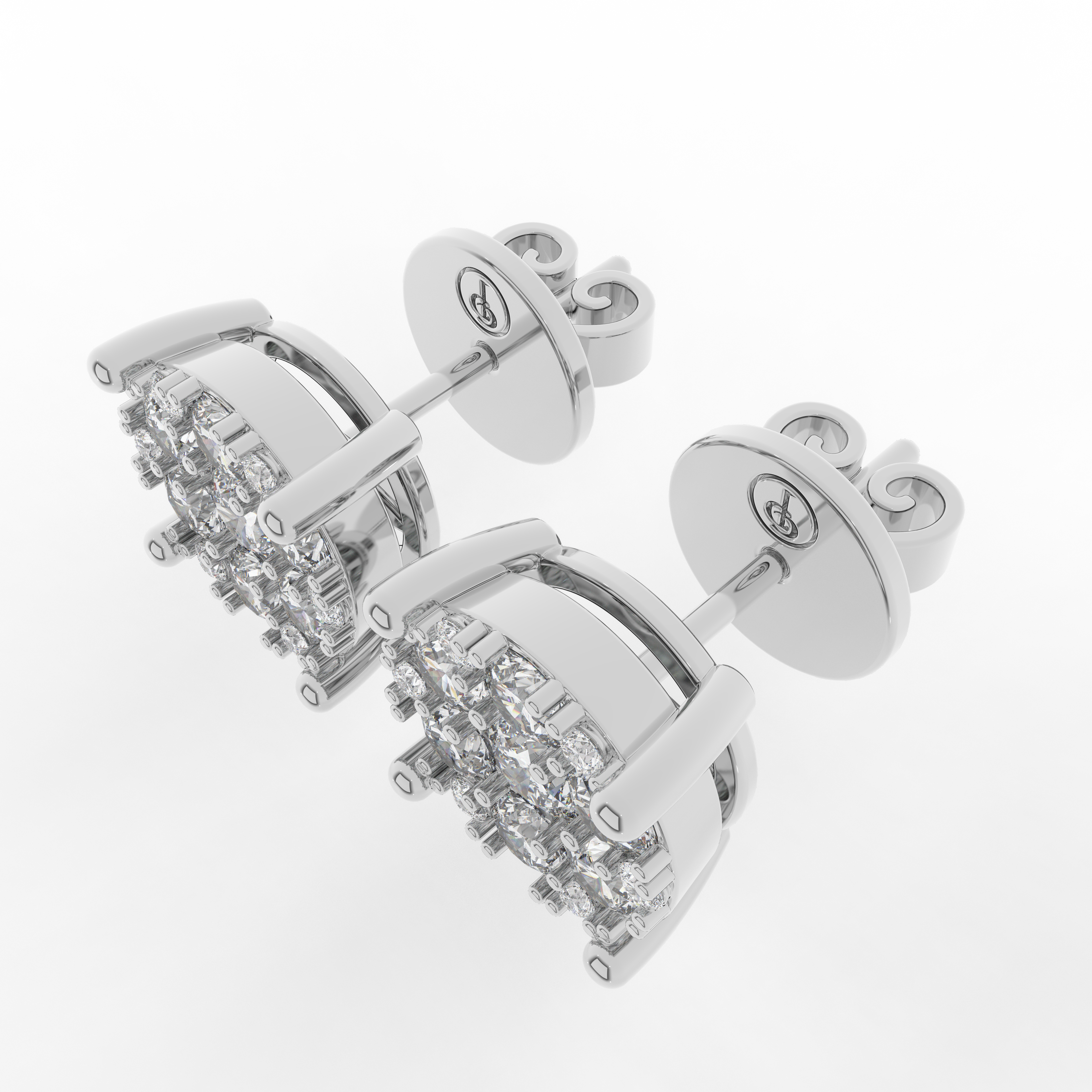 Cove Round Stud Earring 1.03 Carat Natural Diamond 18 Karat Gold