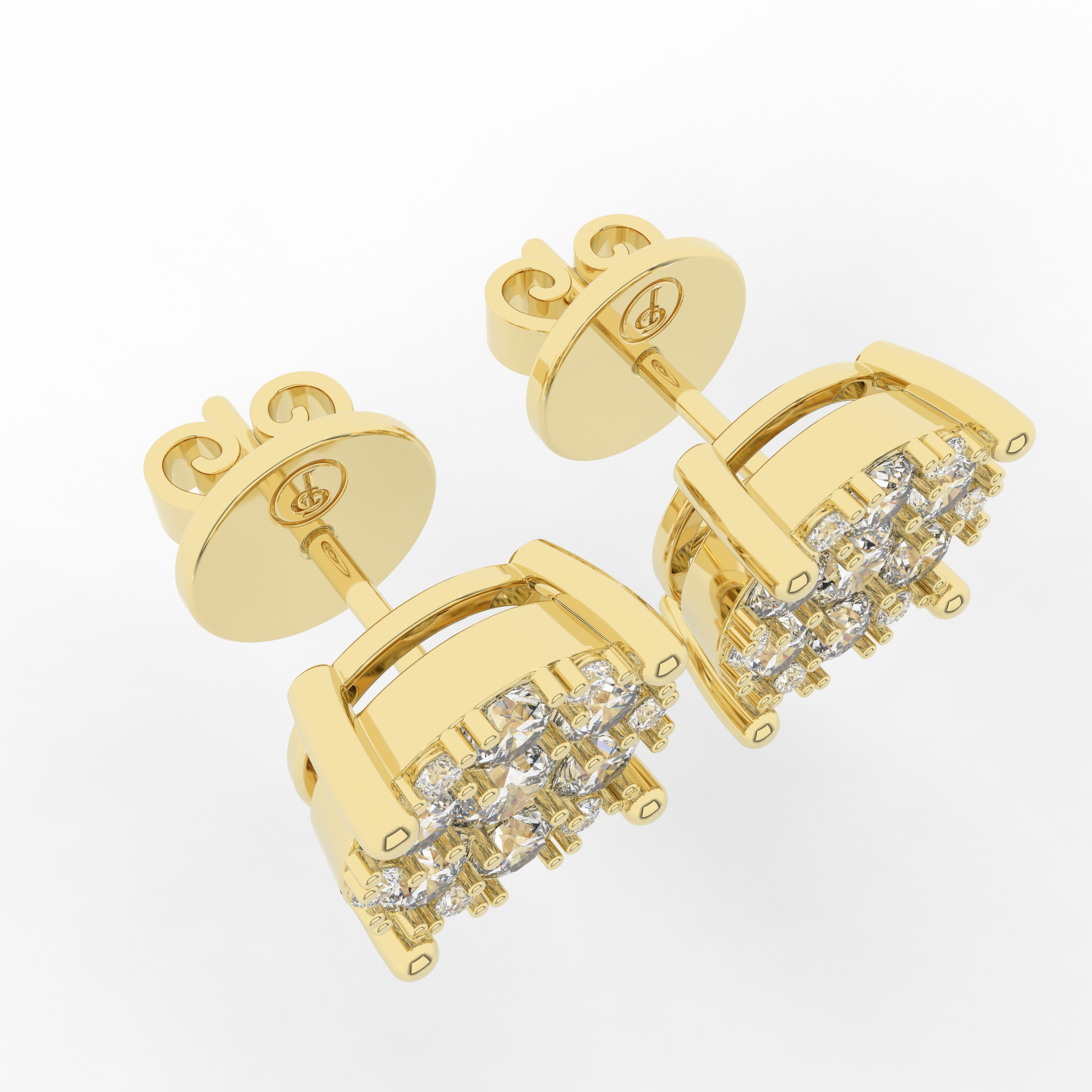 Cove Round Stud Earring 1.03 Carat Natural Diamond 18 Karat Gold