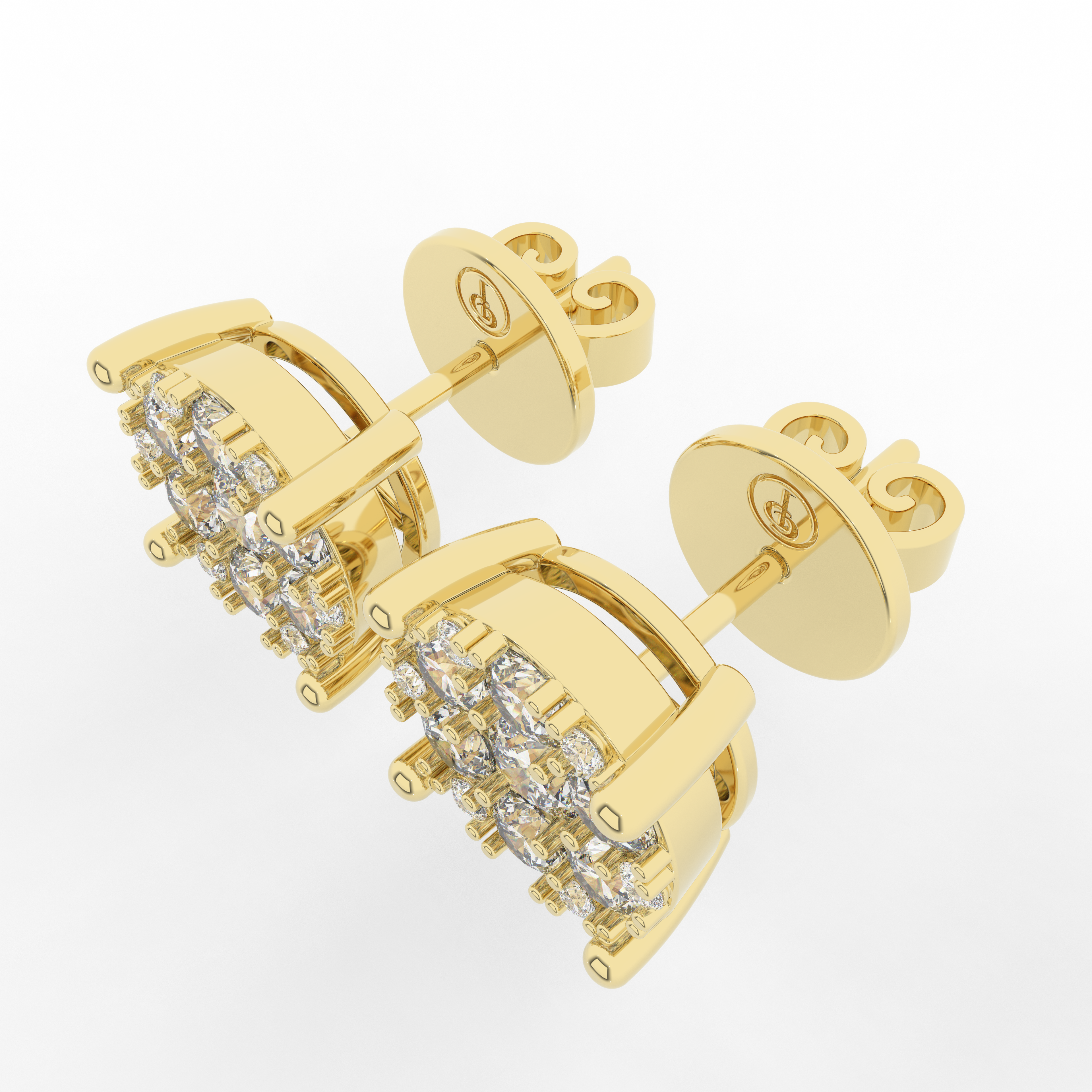 Cove Round Stud Earring 1.03 Carat Natural Diamond 18 Karat Gold