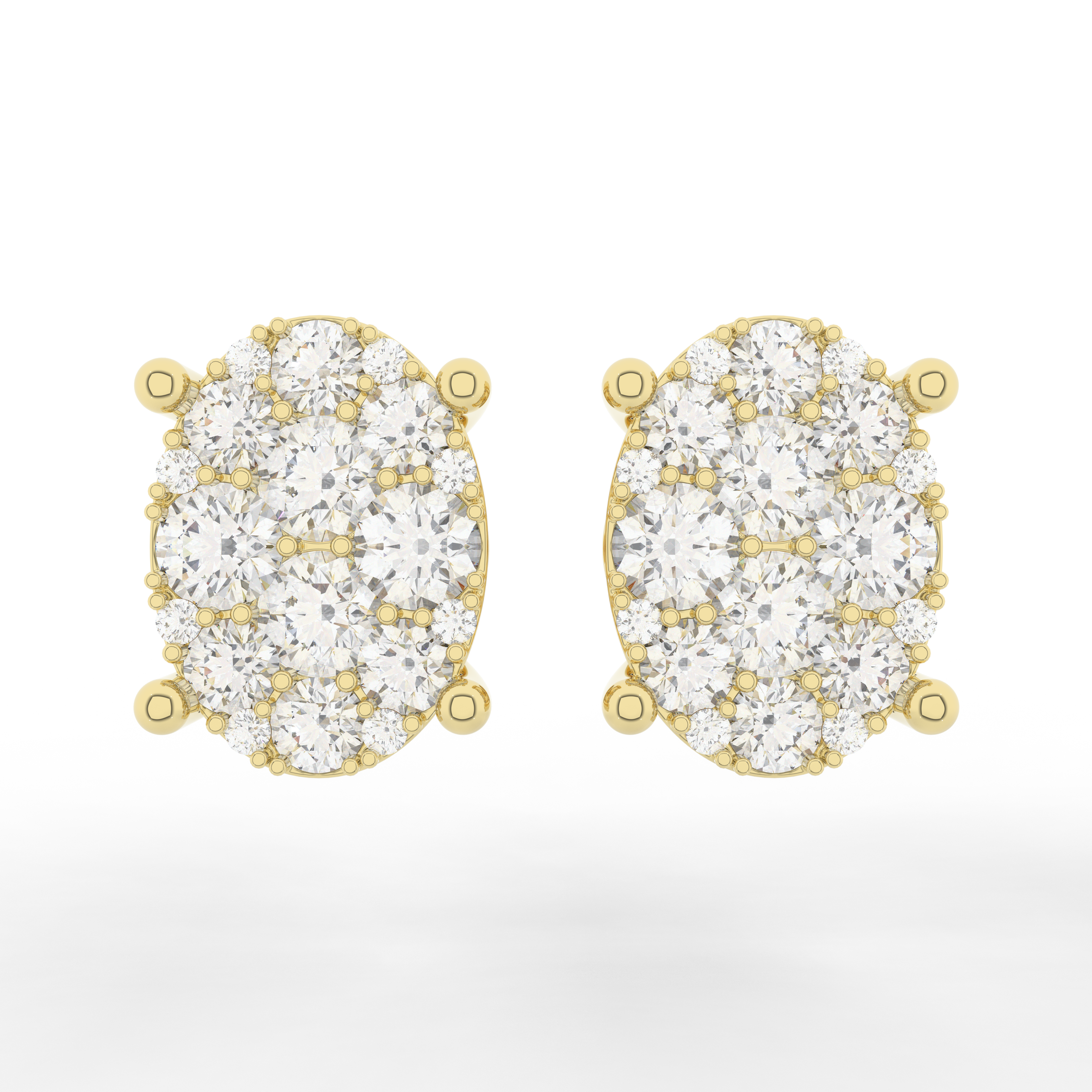 Cove Oval Stud Earrings 1.15 Carat Natural Diamond 18 Karat Gold