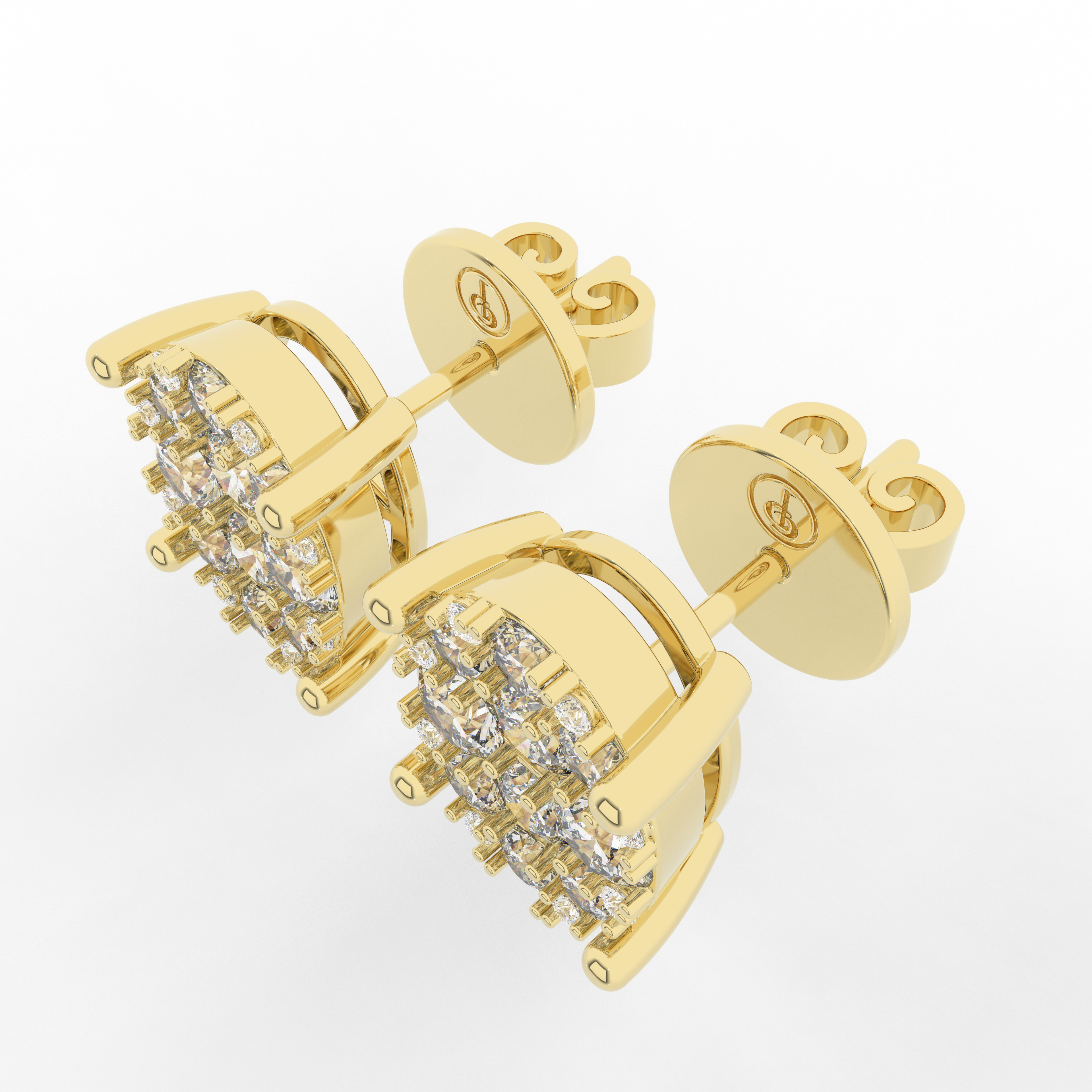 Cove Oval Stud Earrings 1.15 Carat Natural Diamond 18 Karat Gold