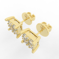 Cove Square Stud Earrings 1.00 Carat Natural Diamond 18 Karat Gold