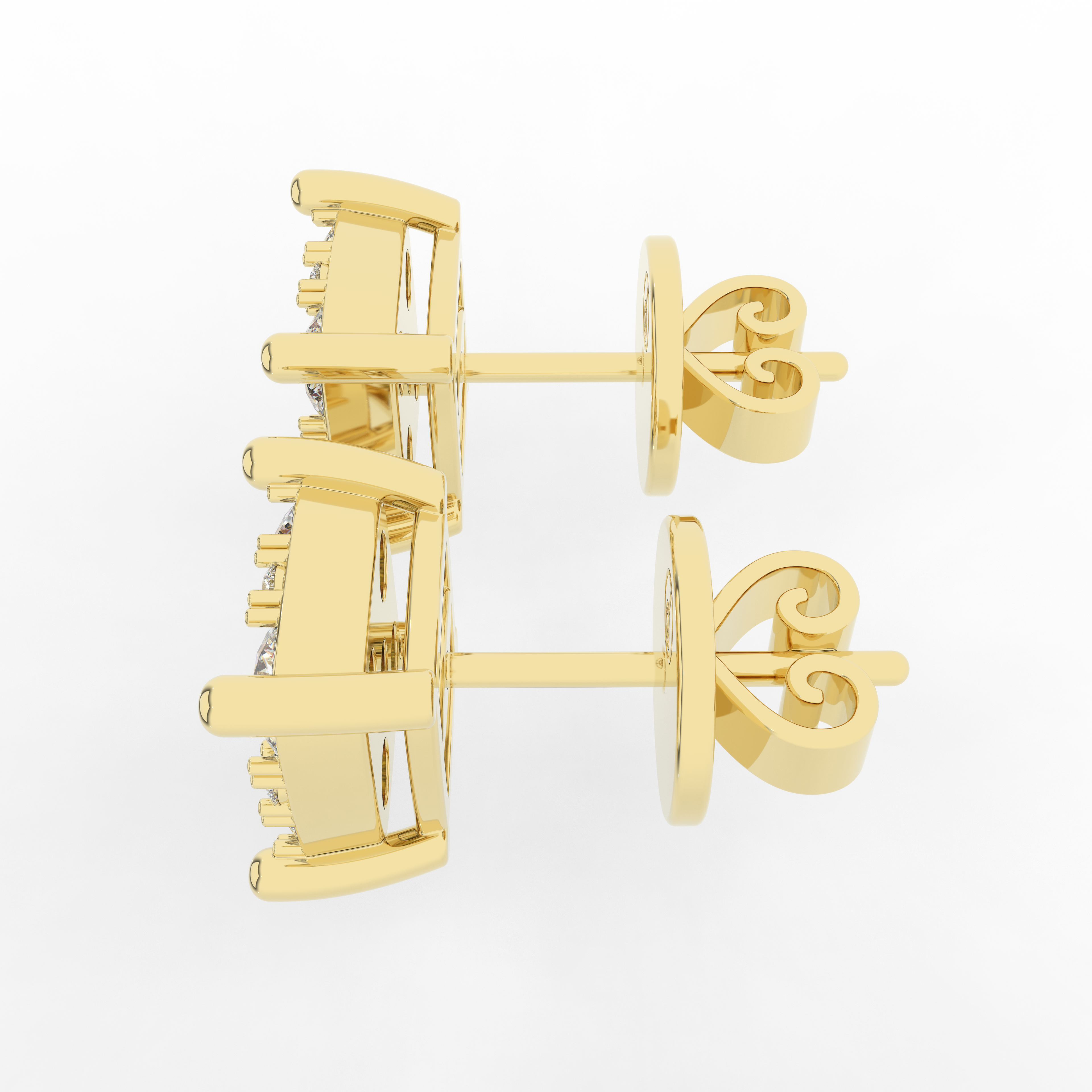 Cove Square Stud Earrings 1.00 Carat Natural Diamond 18 Karat Gold