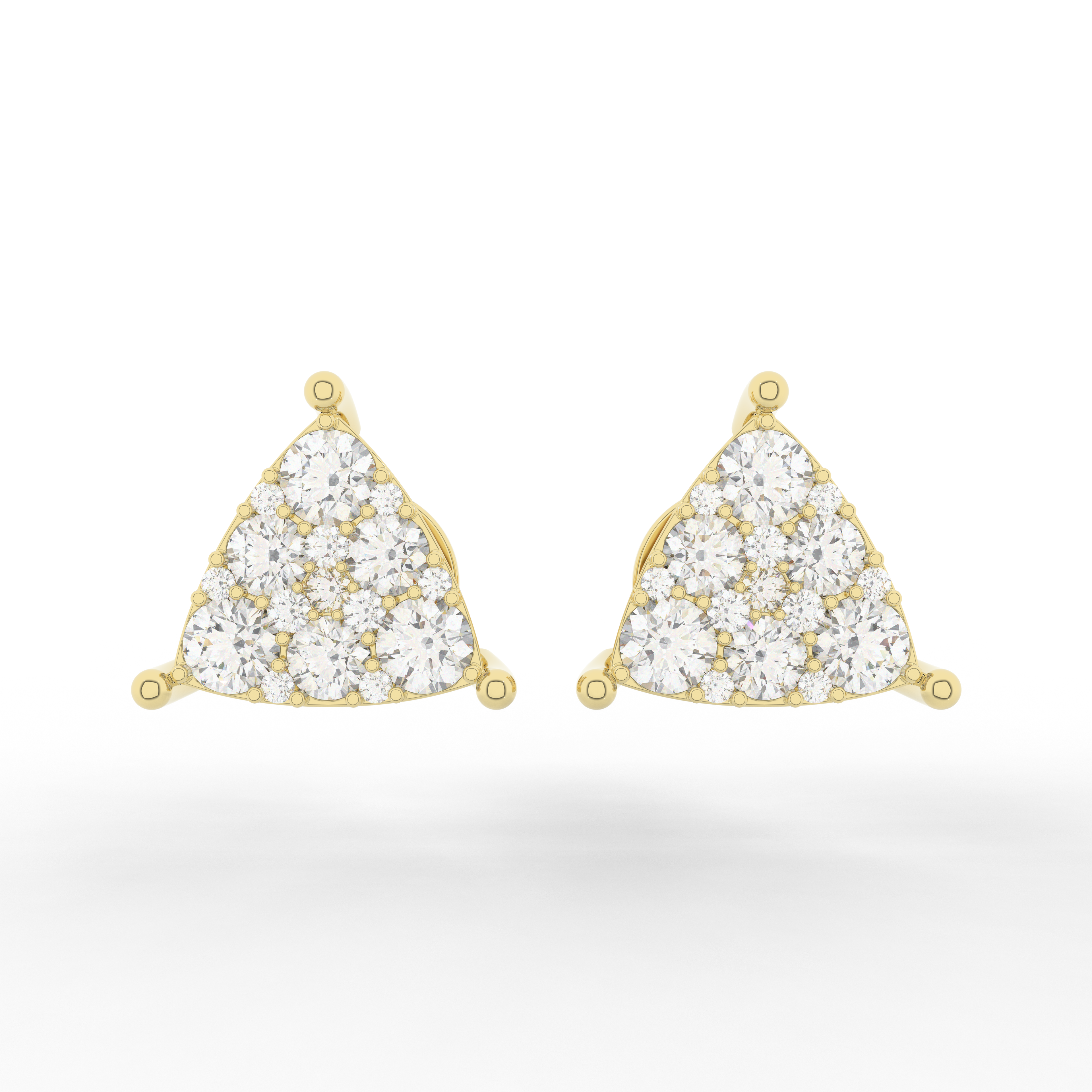 Cove Trillion Stud Earrings 1.05 Carat Natural Diamond 18 Karat Gold