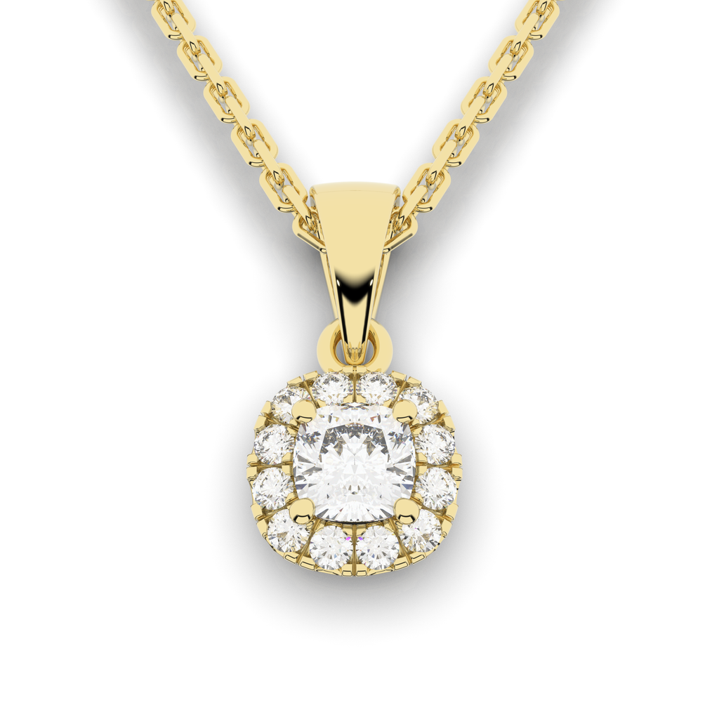 Elix Cushion Pendant 0.30 Carat Natural Diamond 18 Karat Gold