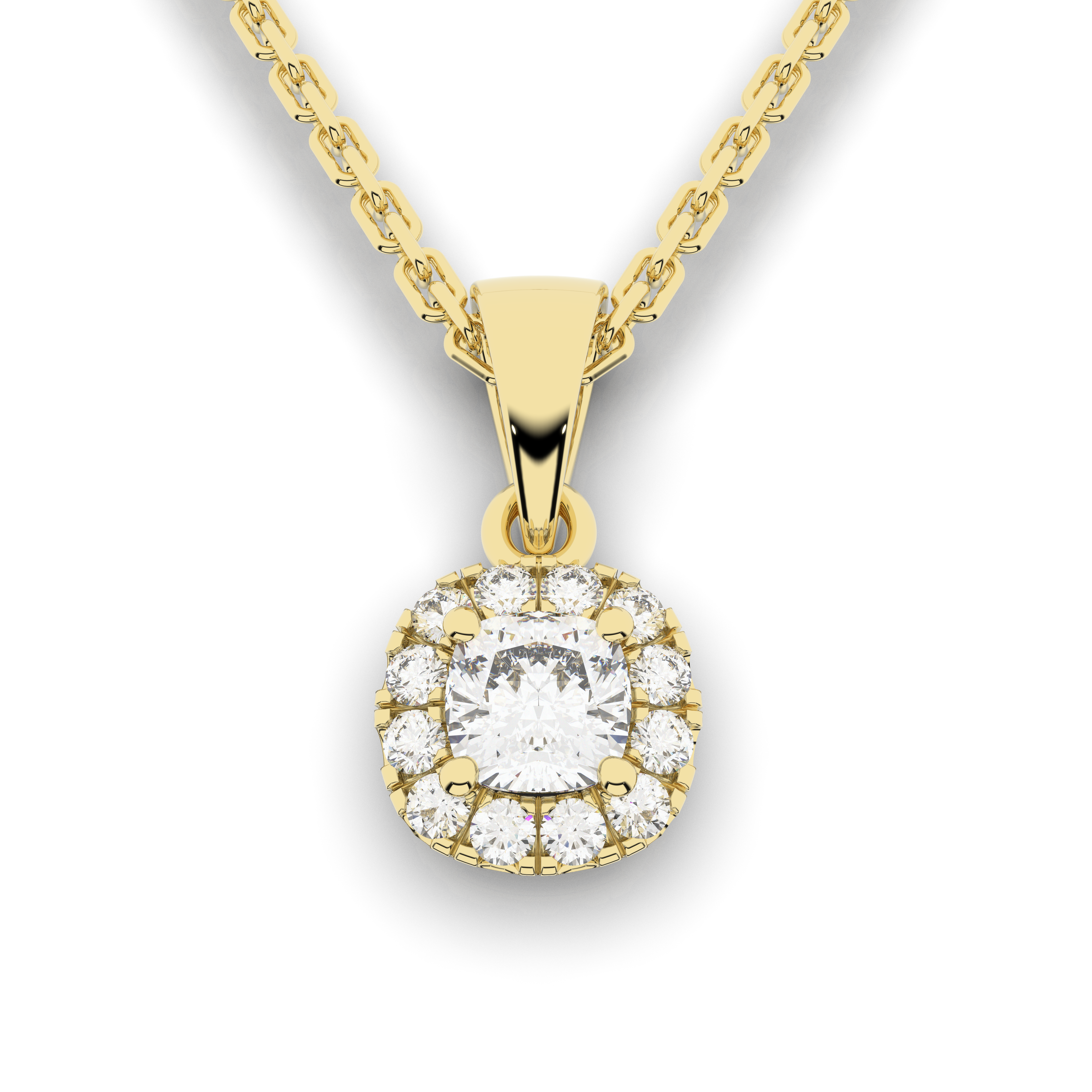 Elix Cushion Pendant 0.30 Carat Natural Diamond 18 Karat Gold