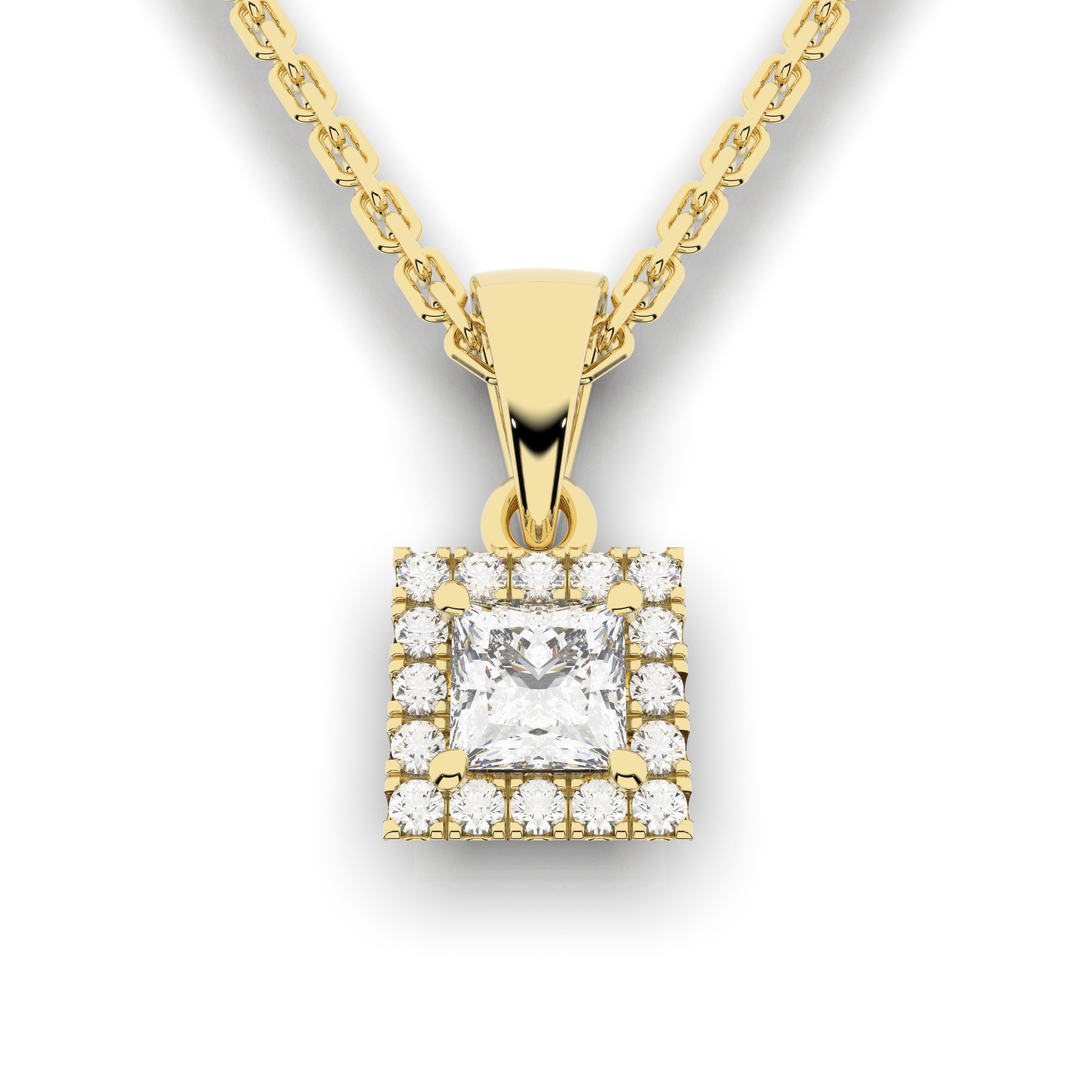 Elix Square Pendant 0.30 Carat Natural Diamond 18 Karat Gold